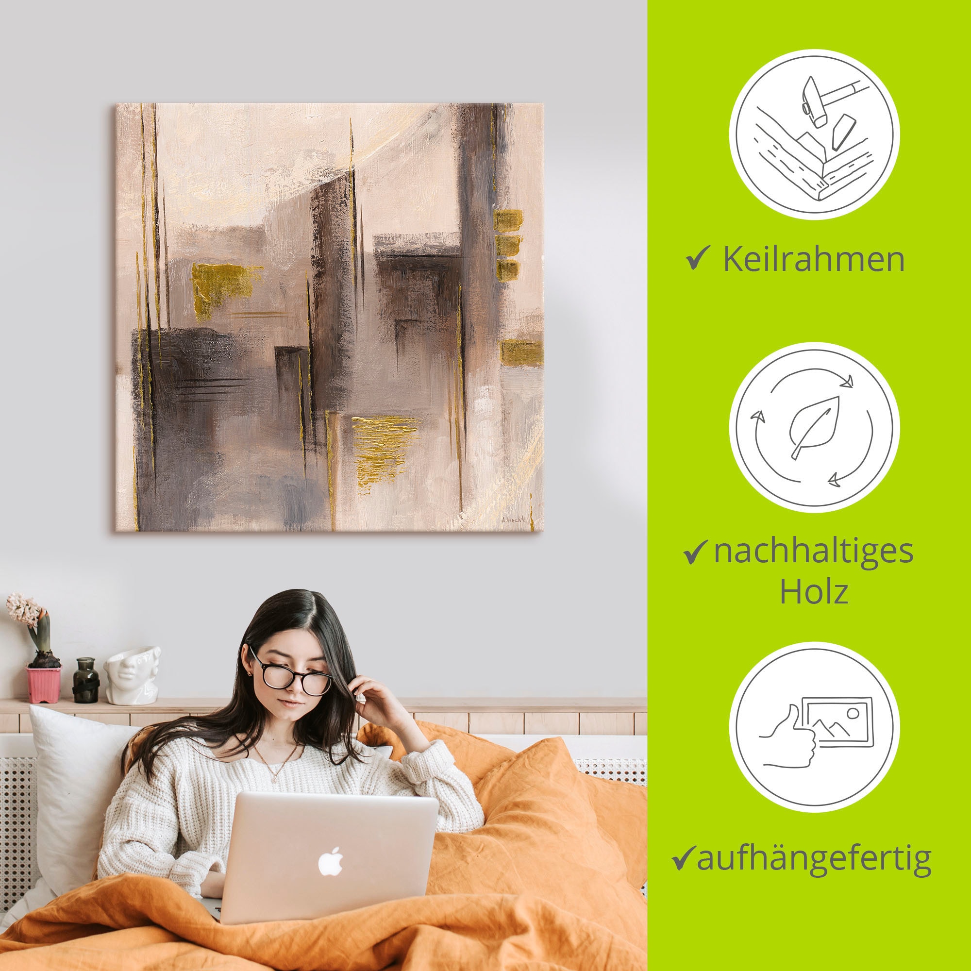 Artland Leinwandbild »Abstrakte Skyline I«, Muster, (1 St.), auf Keilrahmen gespannt