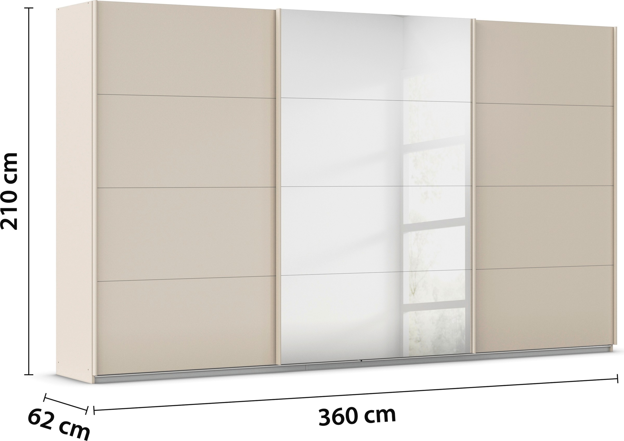rauch Schwebetürenschrank »Kleiderschrank Kleiderschränke Schrank Garderobe AGORDO mit Glasfront«, durchdachte Innenausstattung, in 4 Breiten und 2 Höhen MADE IN GERMANY