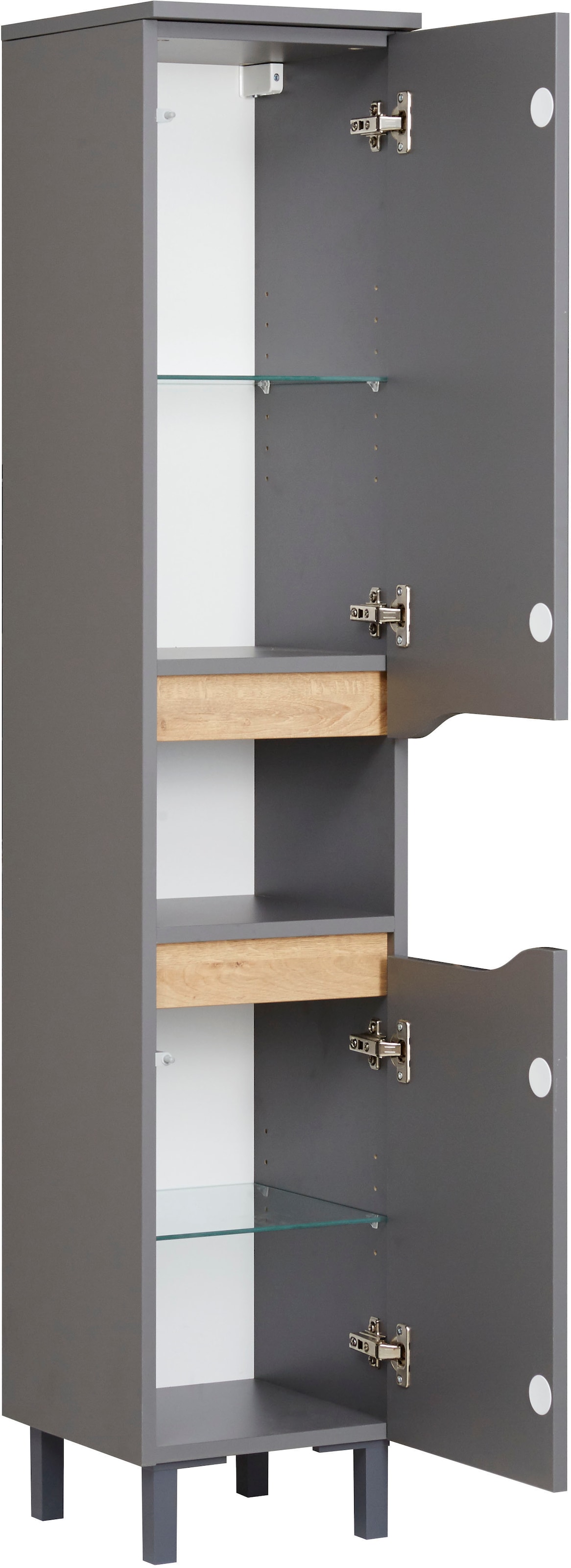 Saphir Badmöbel-Set »Quickset 3-teilig, Waschbeckenunterschrank mit LED-Spiegel«, (3 St.), mit Midischrank, inkl. Türdämpfer, 4 Türen, 1 Nische, Bad-Set