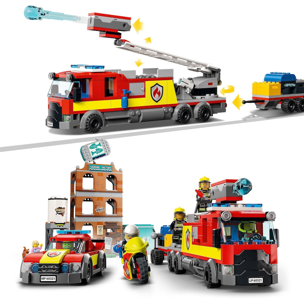 LEGO® Konstruktionsspielsteine »Feuerwehreinsatz mit Löschtruppe (60321), LEGO® City«, (766 St.)