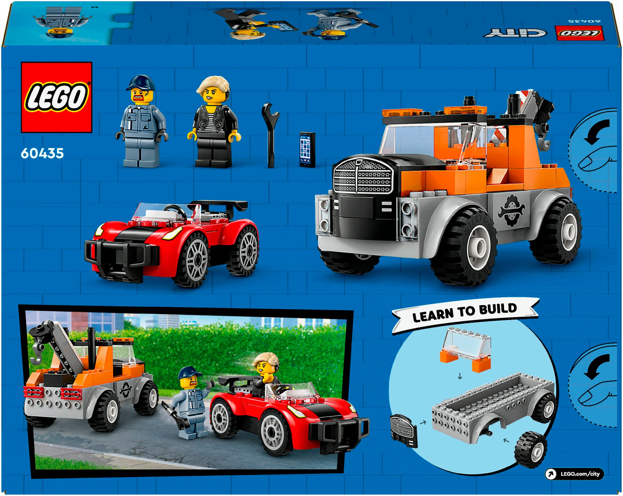 LEGO® Konstruktionsspielsteine »Abschleppwagen mit Sportauto (60435), LEGO City«, (101 St.), Made in Europe