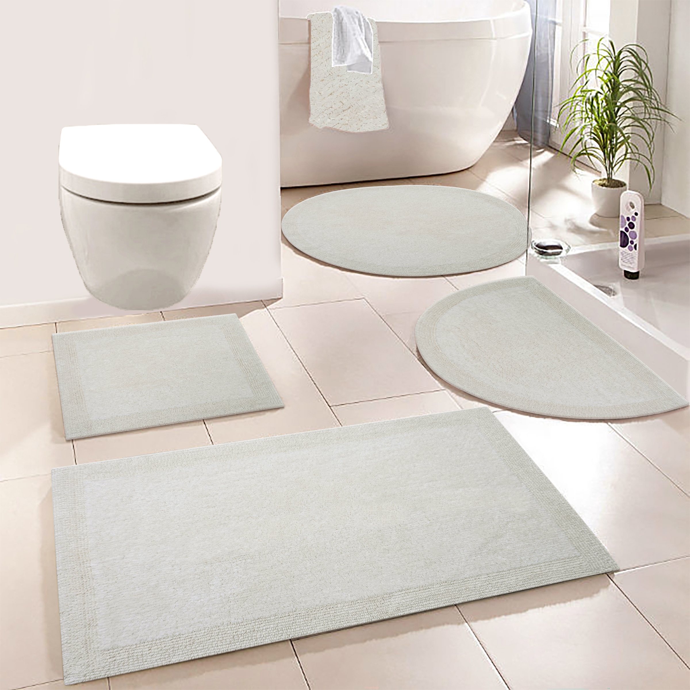 my home Badematte »Kapra, Badvorleger, Badezimmer Teppich«, beidseitig nutzbar-fußbodenheizungsgeeignet-strapazierfähig, mit Bordüre, Badteppich, Badematte