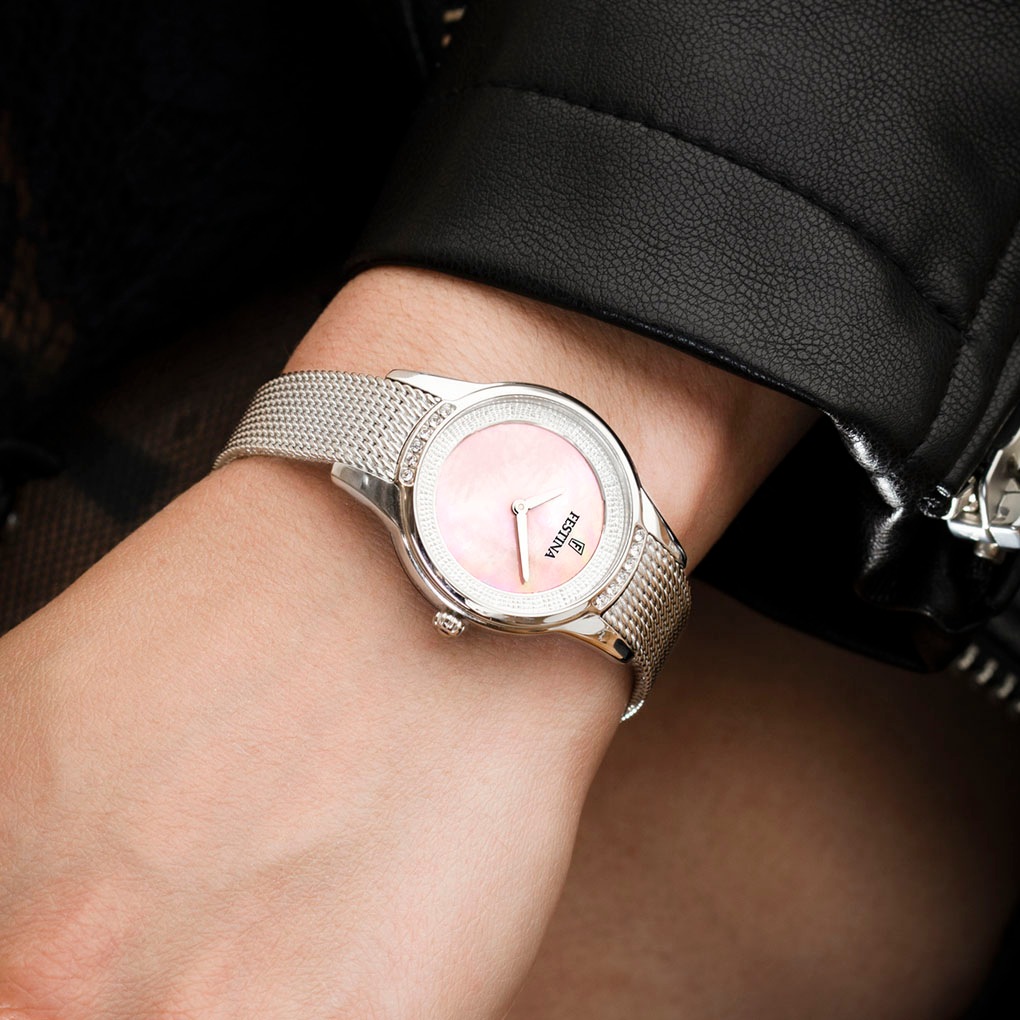 Festina Quarzuhr »Mademoiselle«, Armbanduhr, Damenuhr, Edelstahlarmband, analog, Zirkonia (synth.)