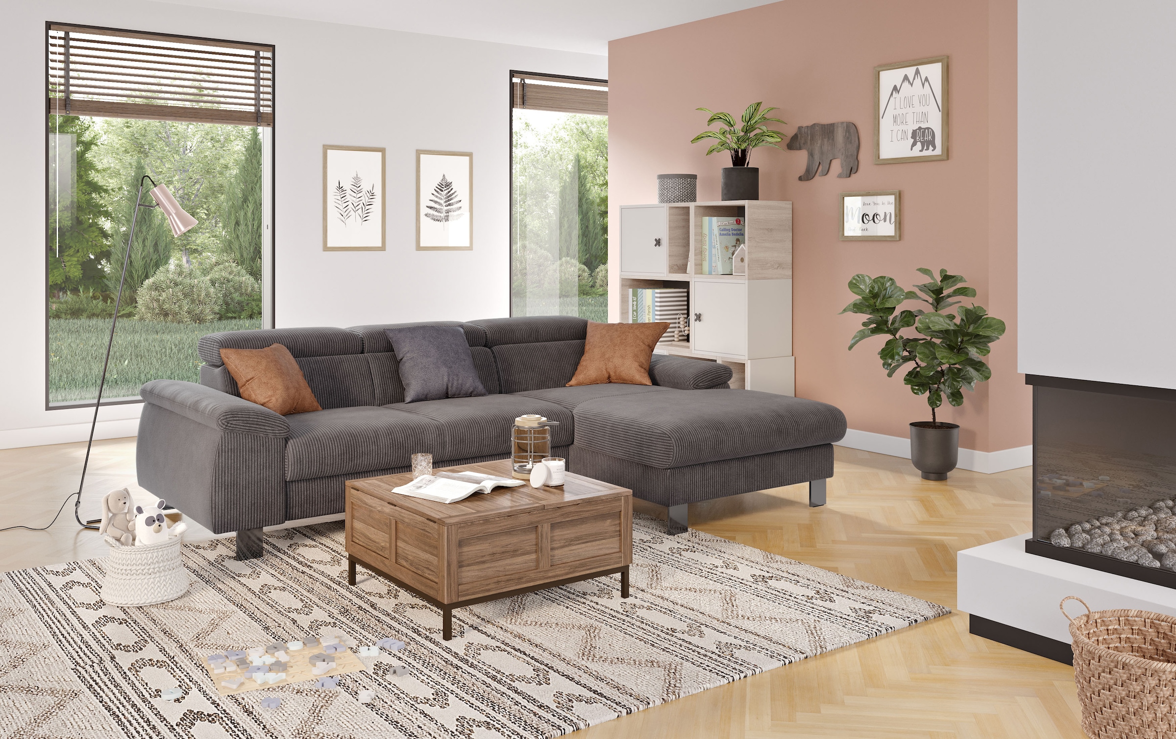 COTTA Ecksofa »Komaris L-Form, B: 244 cm« mit Kopfteilverstellung, optional günstig online kaufen