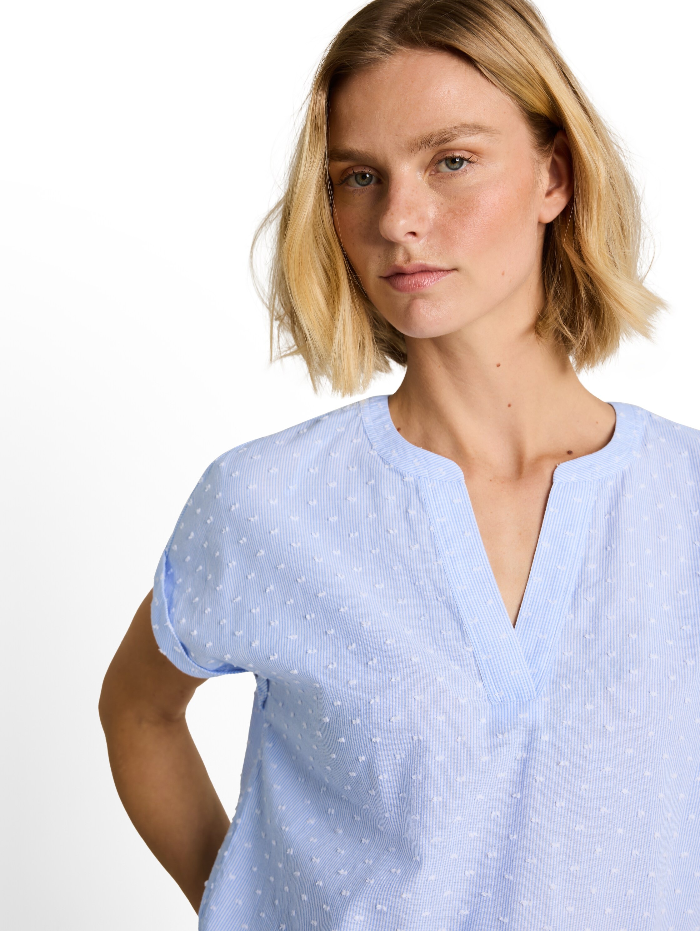 TOM TAILOR Druckbluse Sommer-Tunika mit feinen Streifen und Punkten