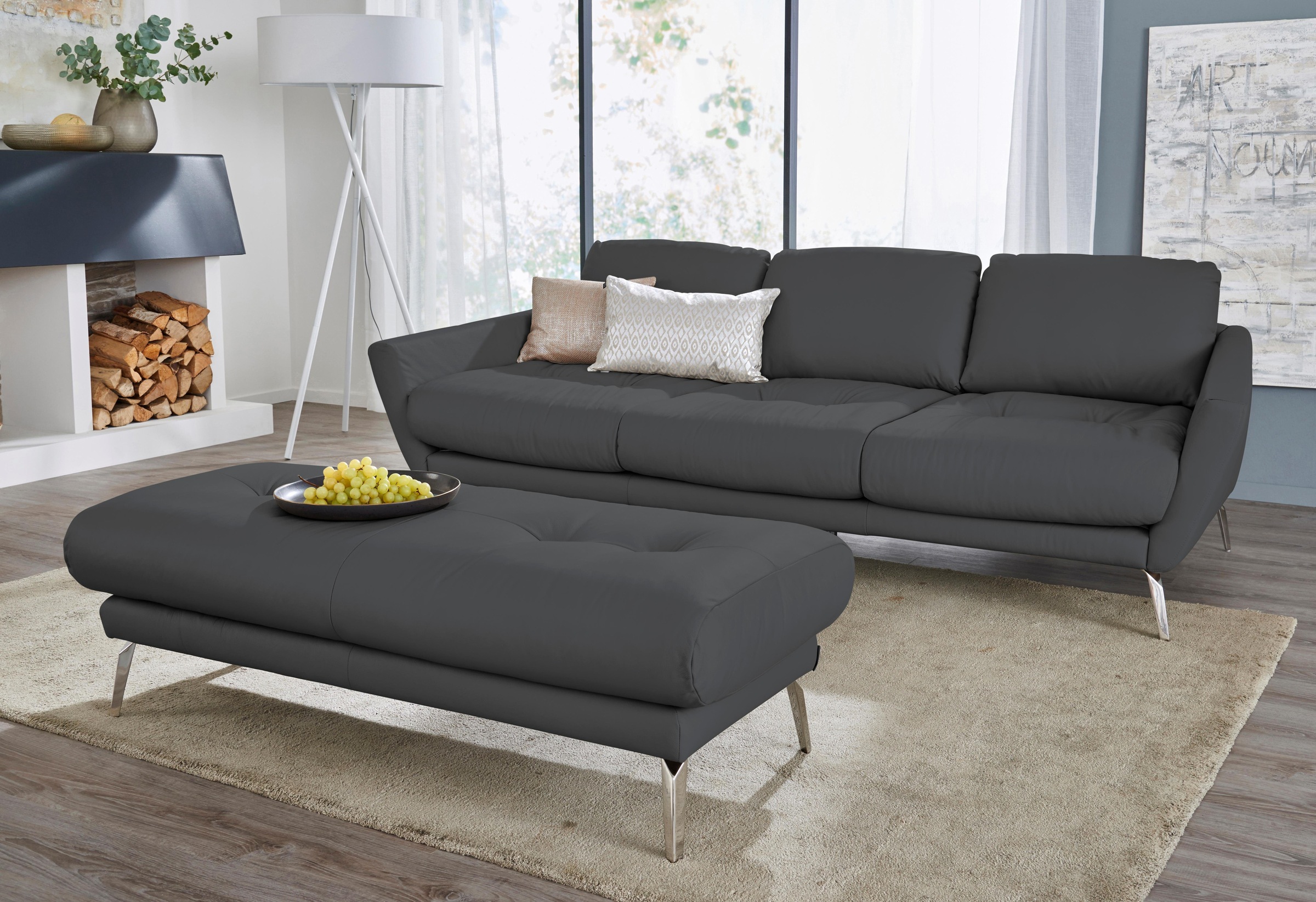 W.SCHILLIG Big-Sofa »softy«, mit dekorativer Heftung im Sitz, Füße Chrom glänzend