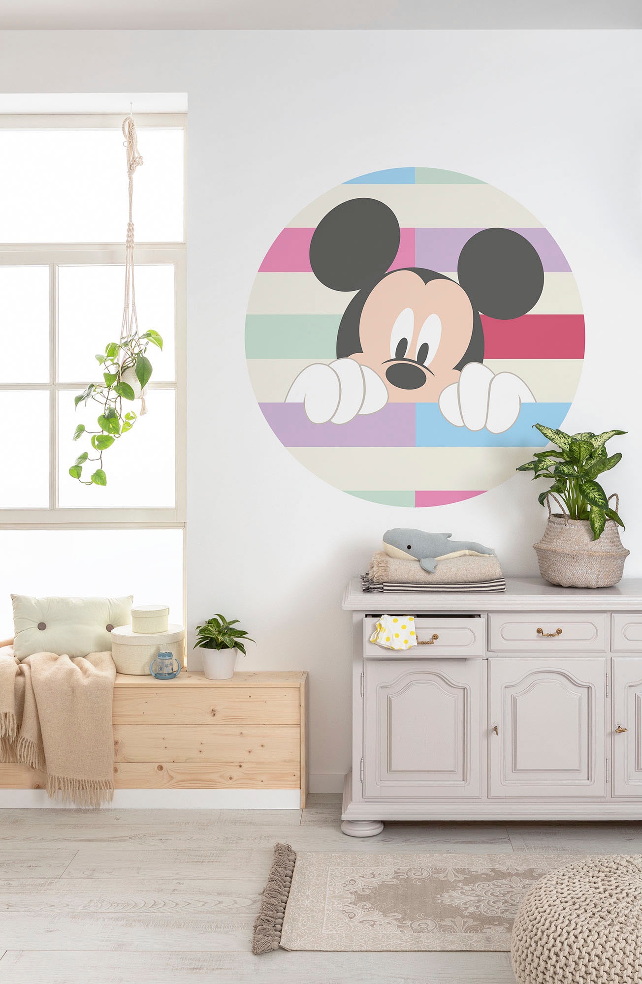Komar Wandtattoo »selbstklebendes Vlies - Mickey Peek-a-boo - Größe 125 x 125 cm«, (1 St.), rund und selbstklebend