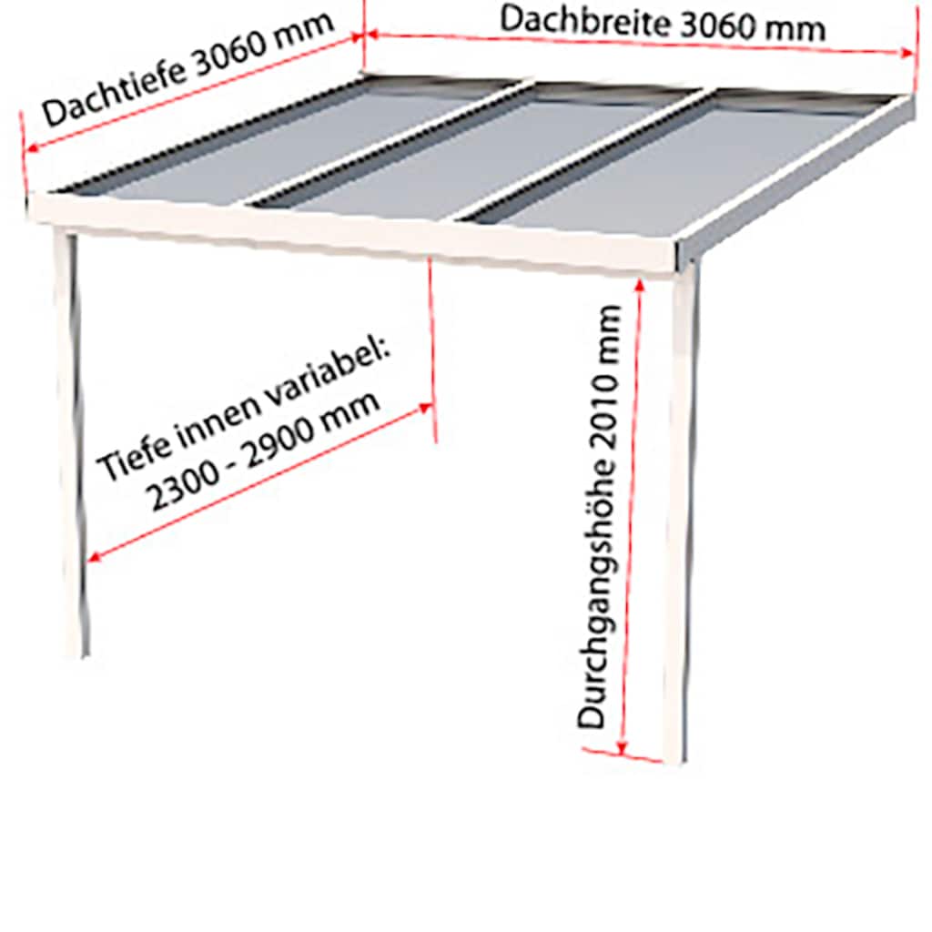 GUTTA Terrassendach »Premium«, BxT: 309x306 cm, Dach Polycarbonat Opal