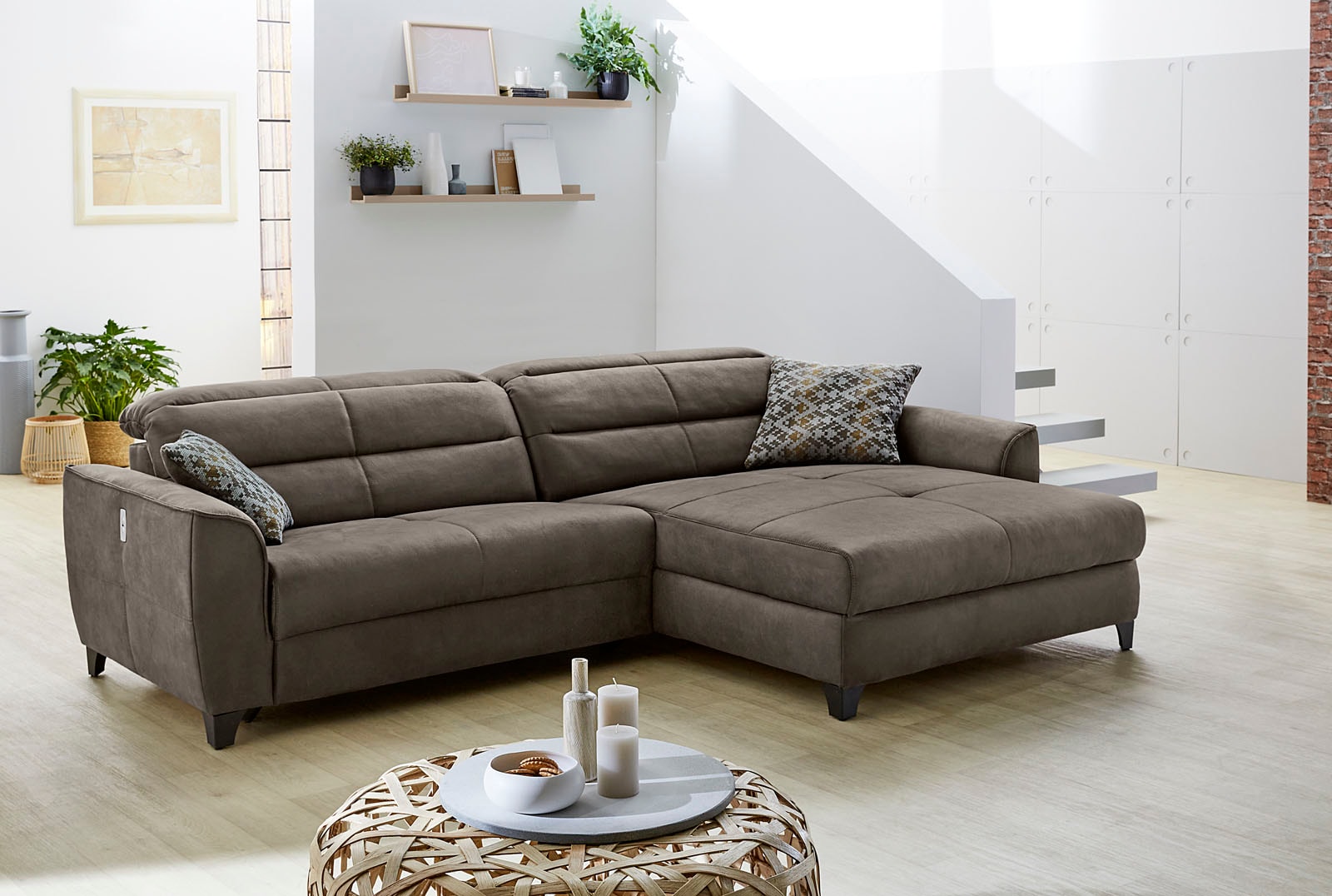 Ecksofa »Double One L-Form«, mit 2x 120cm breiten, elektromotorischen Relaxfunktionen