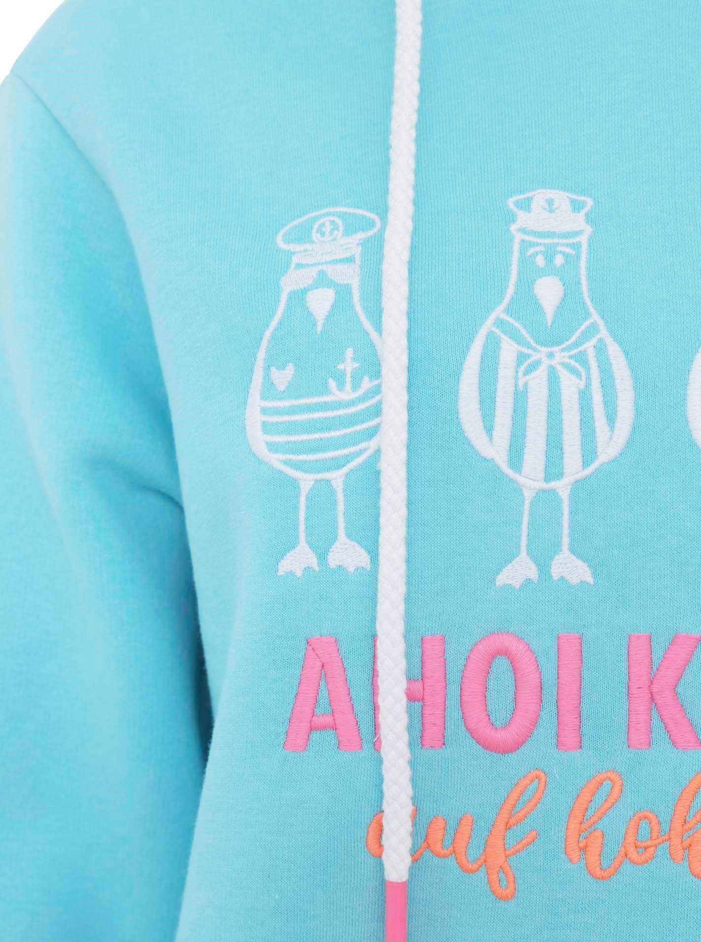 Zwillingsherz Hoodie »"Ahoi Käpt'n"«, mit maritimer Botschaft, lustigen Möwen, Kängurutaschen und Stickerei