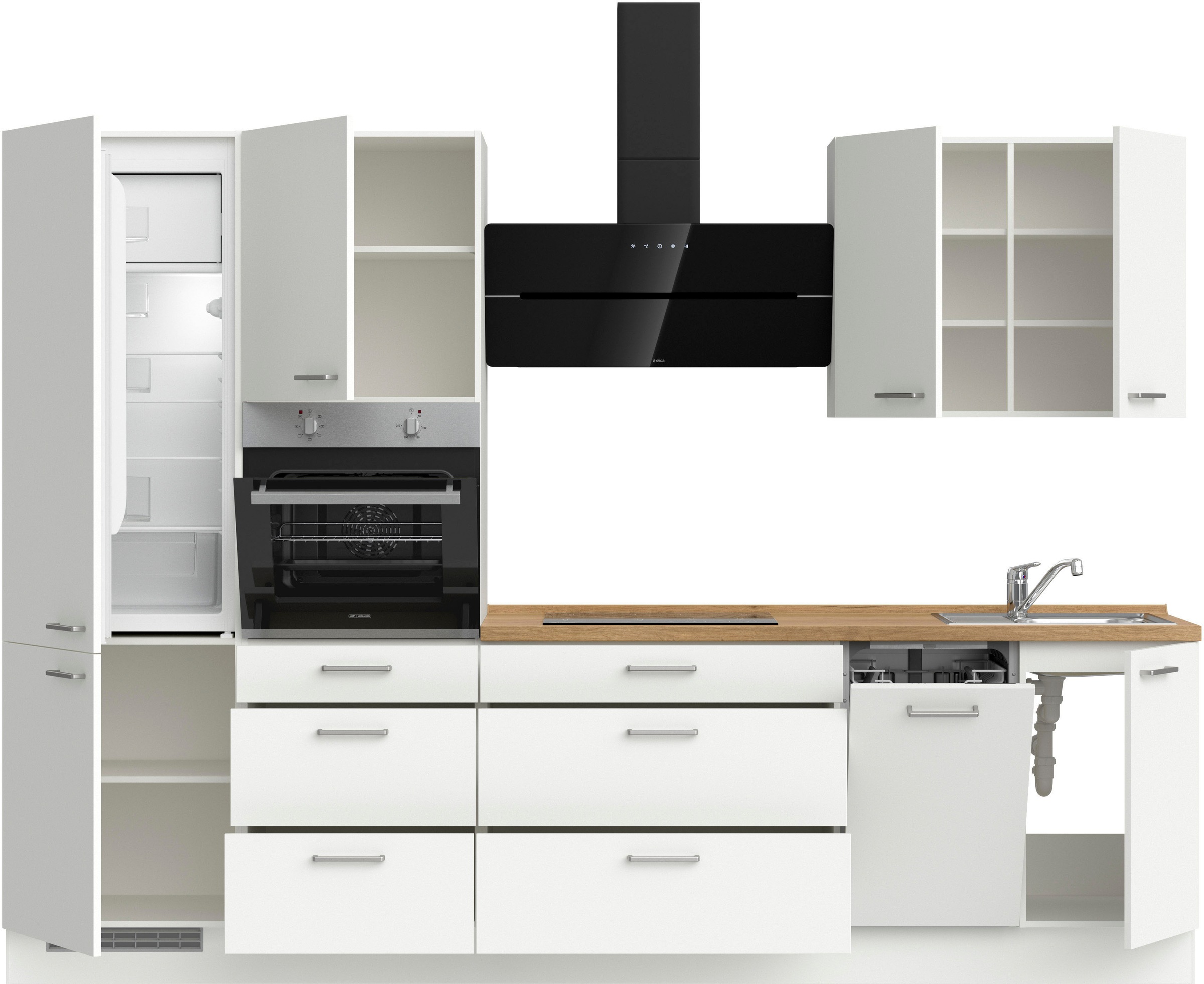 nobilia® Küchenzeile »"Touch II"«, vormontiert, Ausrichtung wählbar, Breite 300 cm, wahlw. mit E-Geräten