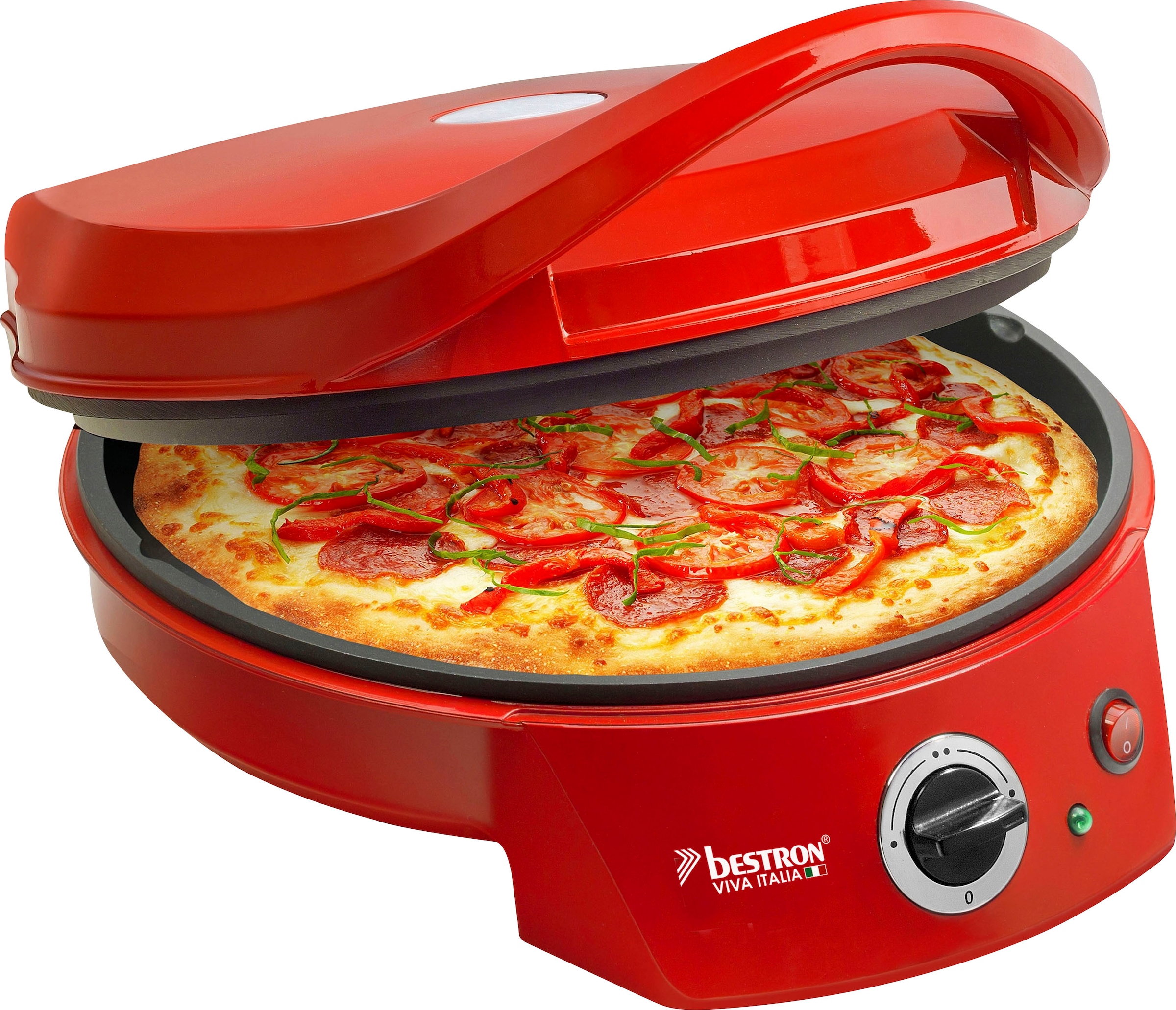 Pizzaofen »APZ400 Viva Italia«, Ober-/Unterhitze, Bis max. 180°C, 1800 Watt, Rot