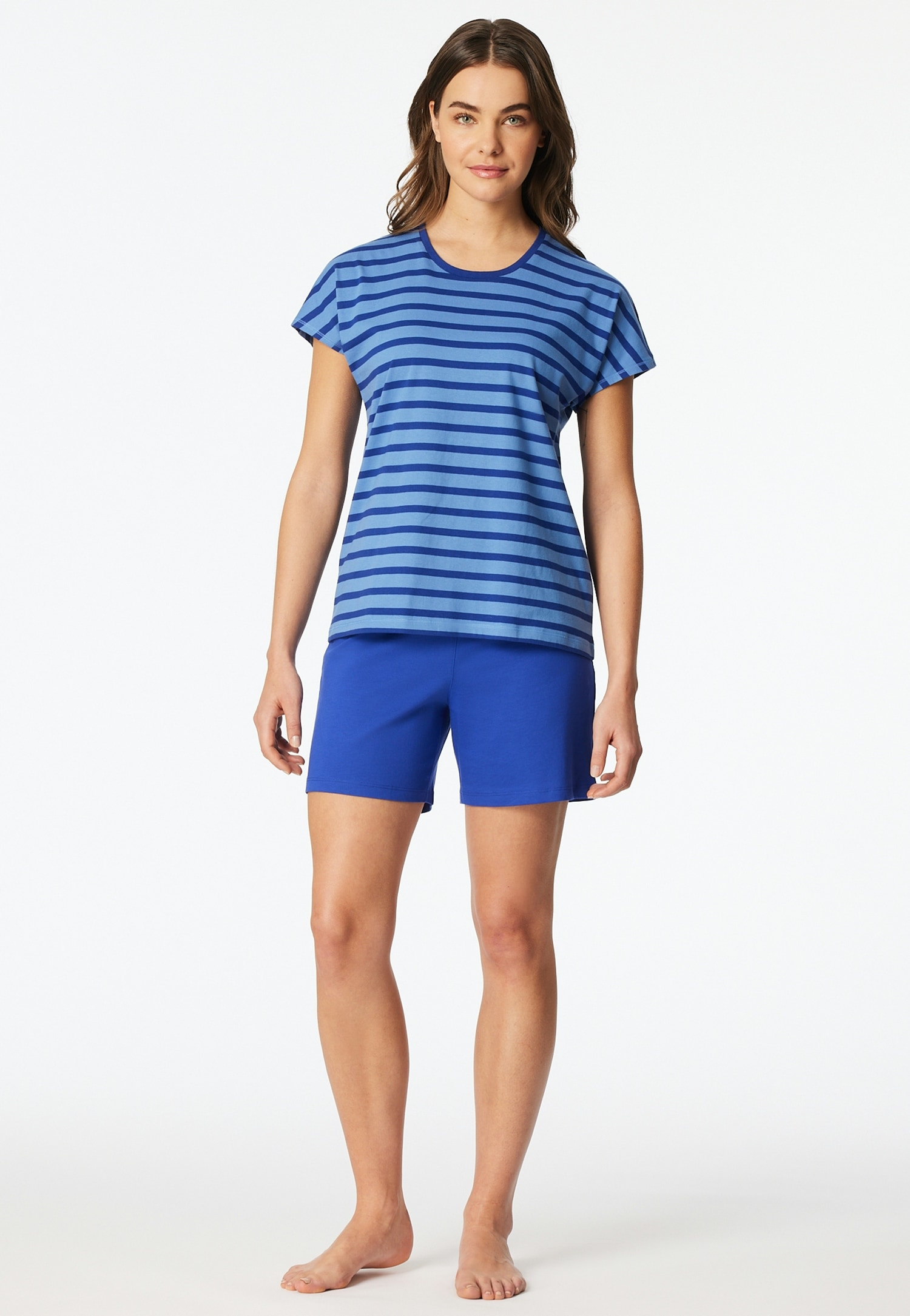 Schiesser Shorty »Casual Essentials« 2 mit unifarbenem Shirt und gestreifter Hose