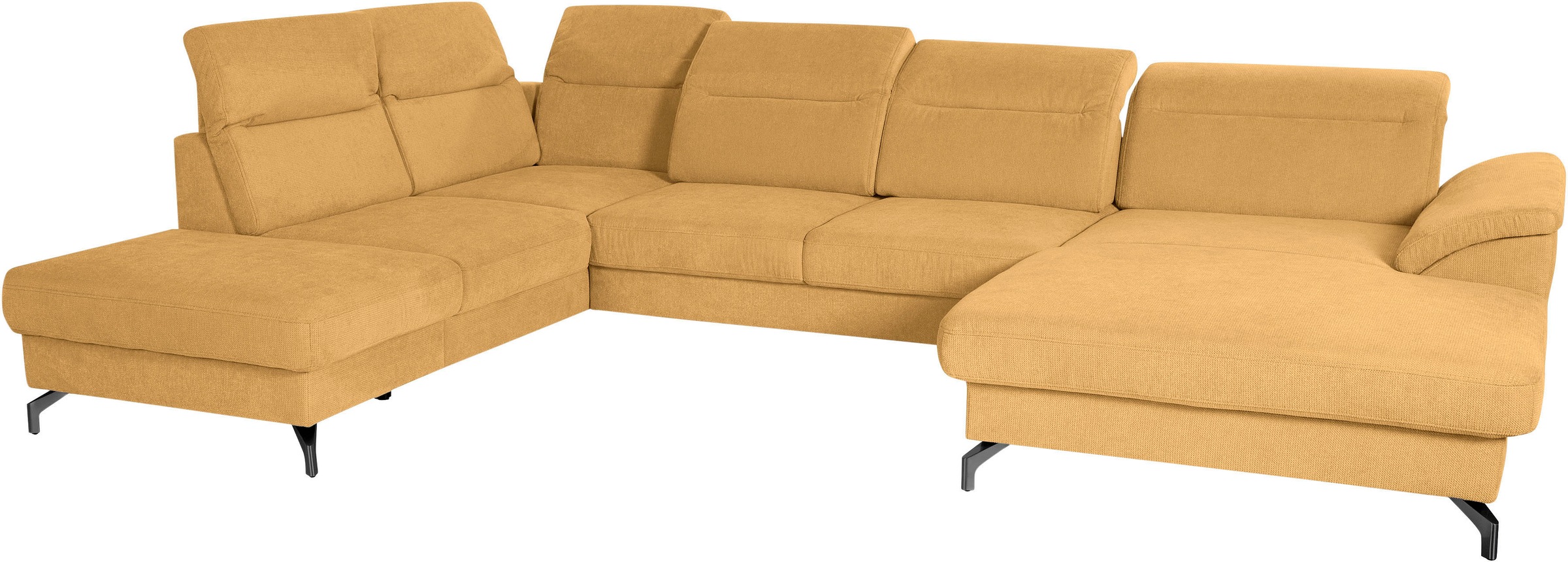 sit&more Wohnlandschaft »Percy U-Form«, 12 cm Fußhöhe, Sitztiefenverstellung, wahlweise in 2 Fußfarben