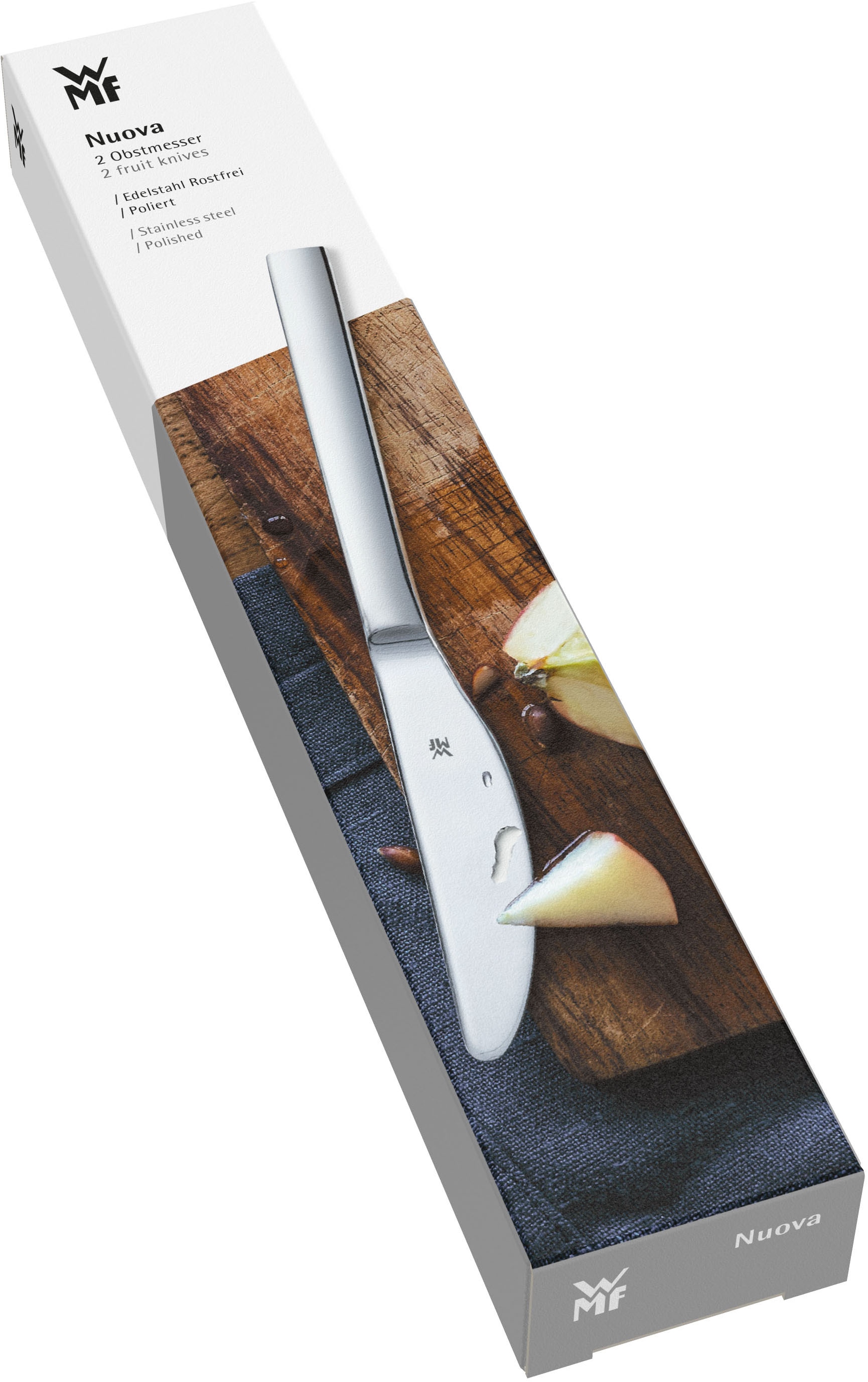 WMF Obstmesser »Nuova«, (Set, 2 tlg.), für 2 Personen, 18 cm, Wellenschliff, Cromargan Edelstahl rostfrei