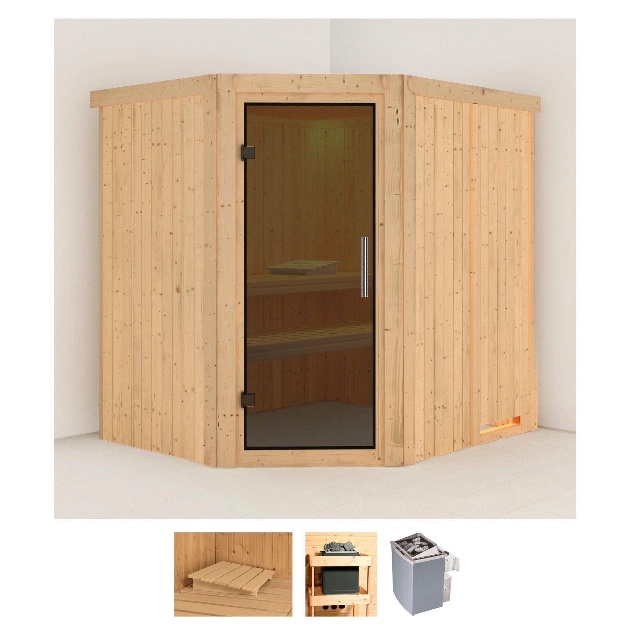 Karibu Sauna »Siirin« Set, 9 KW-Ofen mit integrierter Steuerung günstig online kaufen