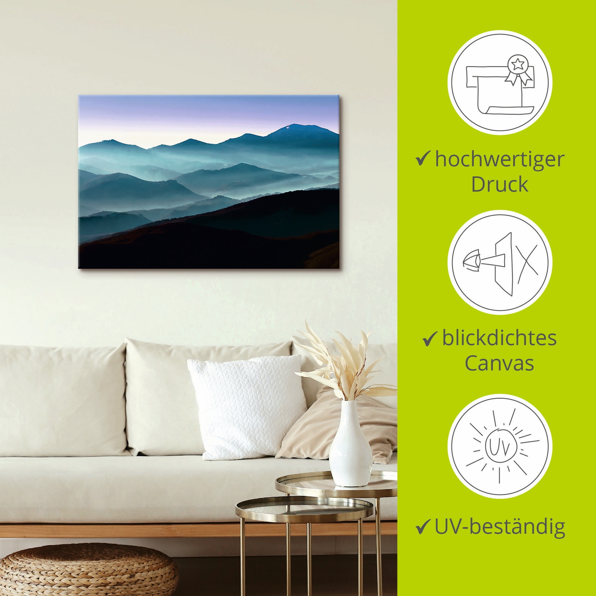 Artland Leinwandbild »Bergpanorama in Asturien«, Berge, (1 St.), auf Keilrahmen gespannt