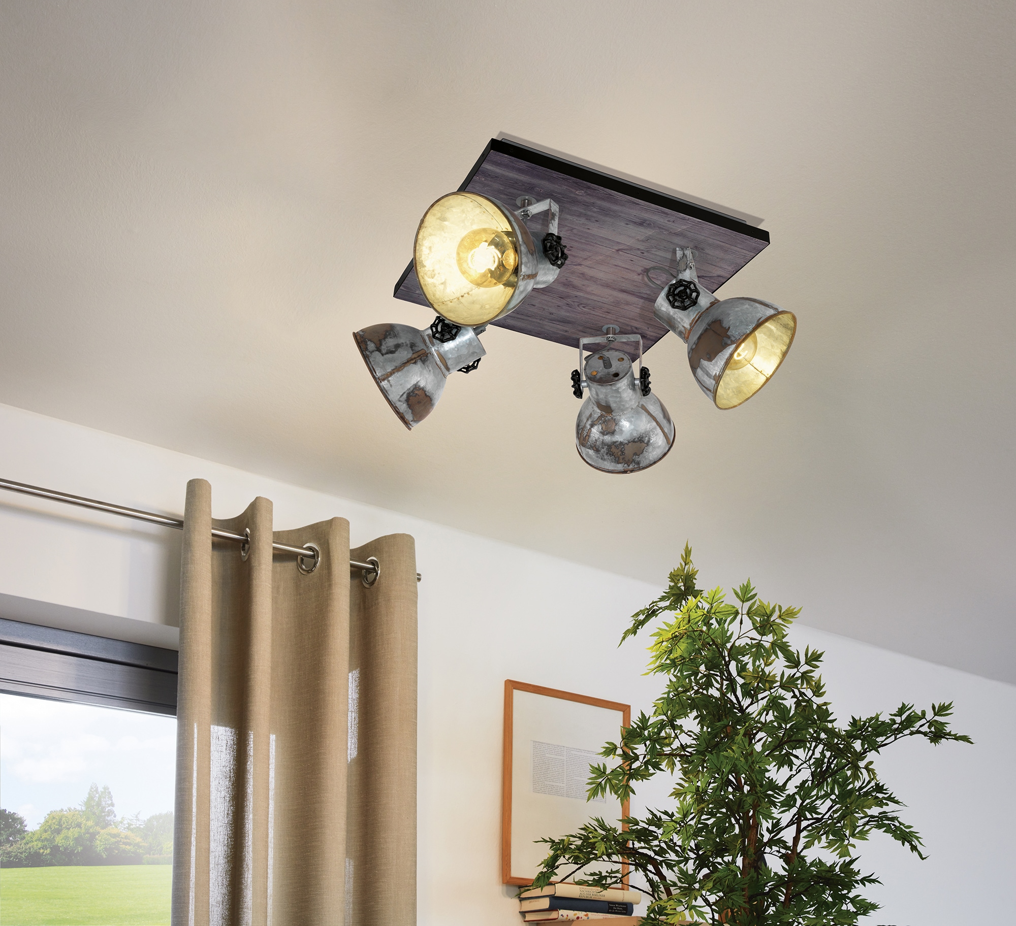EGLO Deckenspot »BARNSTAPLE«, 4 flammig, Leuchtmittel E27 | ohne Leuchtmittel, Deckenlampe