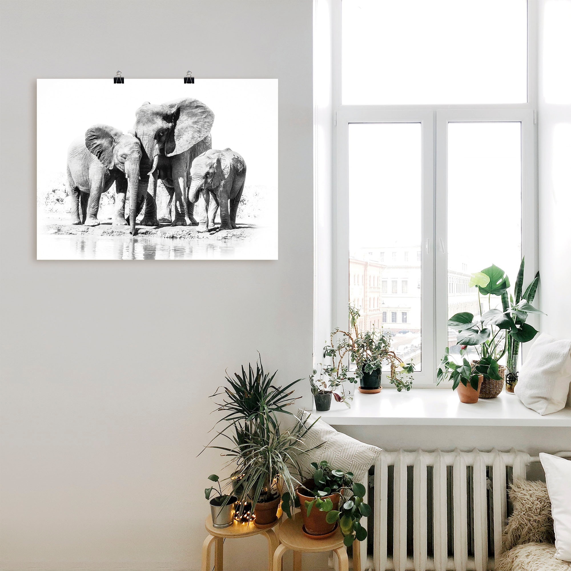 Artland Wandbild »Elefantenmutter mit Kindern«, Elefanten Bilder, (1 St.), als Alubild, Outdoorbild, Leinwandbild, Poster in verschied. Größen