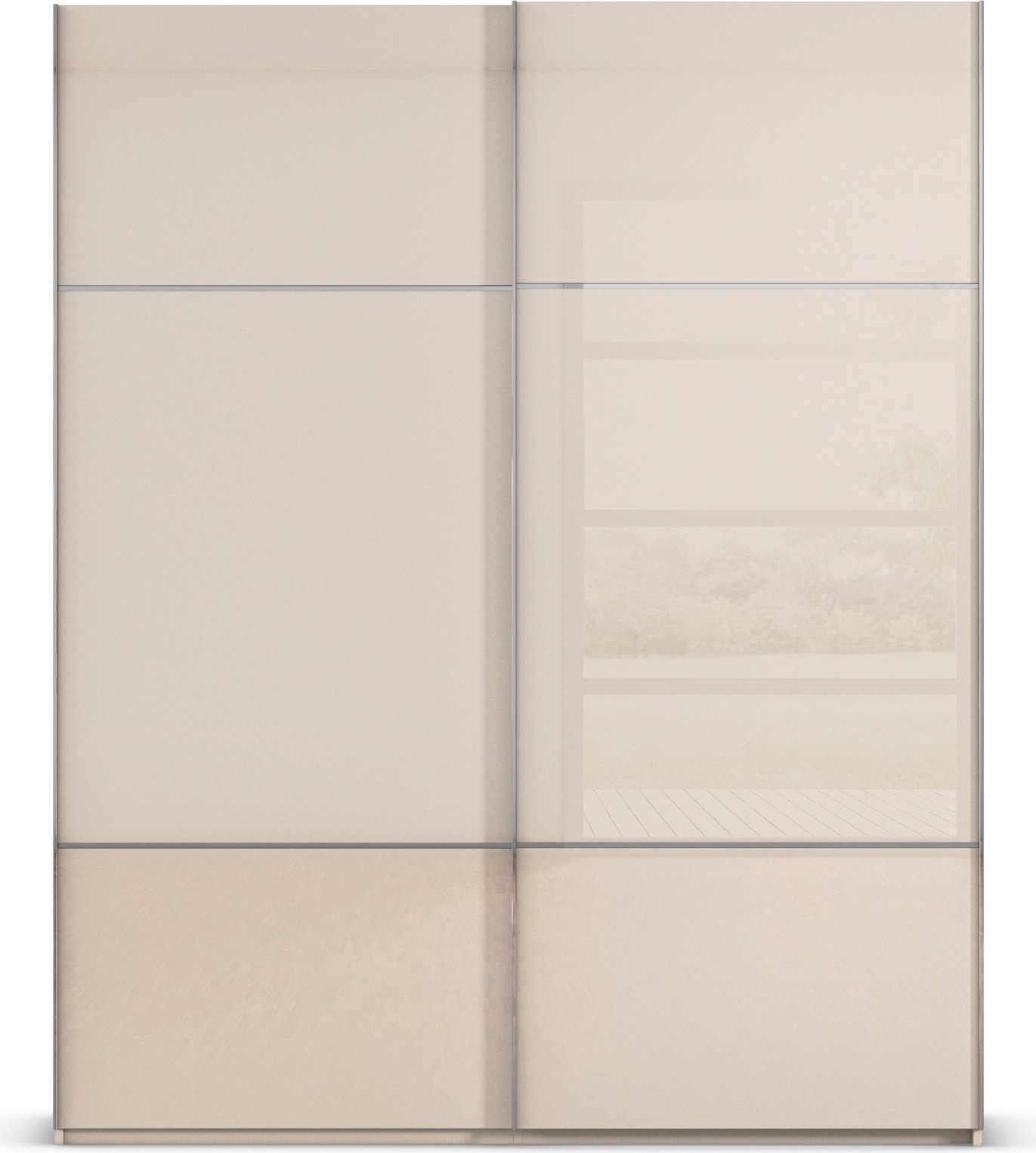 rauch Schwebetürenschrank »Kleiderschrank Schrank Garderobe Schlafzimmerschrank SCALE-TRIO« edle dreigeteilte Front mit 2 Zierleisten Glasfront MADE IN GERMANY