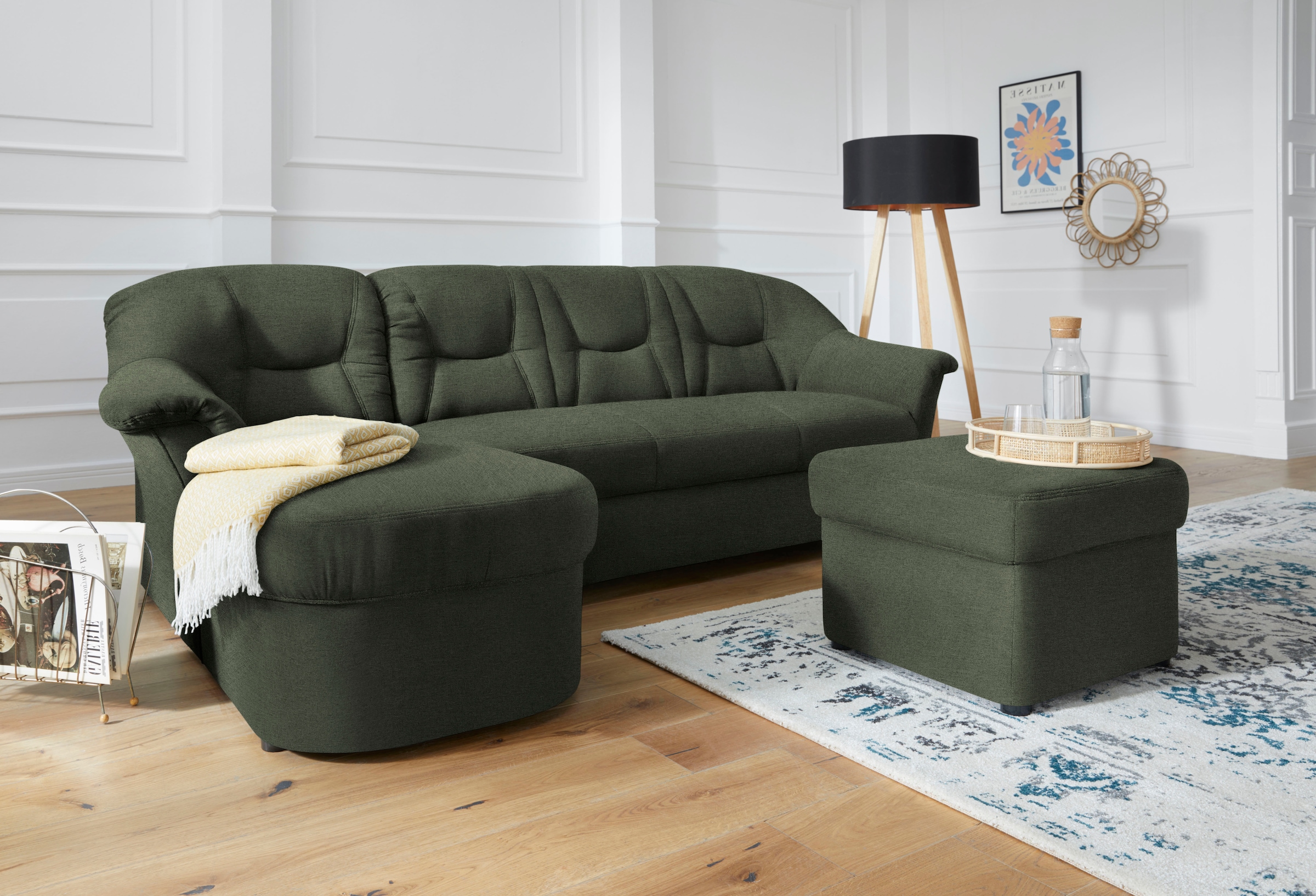 DOMO collection Ecksofa »Sarafina zeitlos und komfortabel, optional mit Federkern, L-Form«, wahlweise mit Bettfunktion