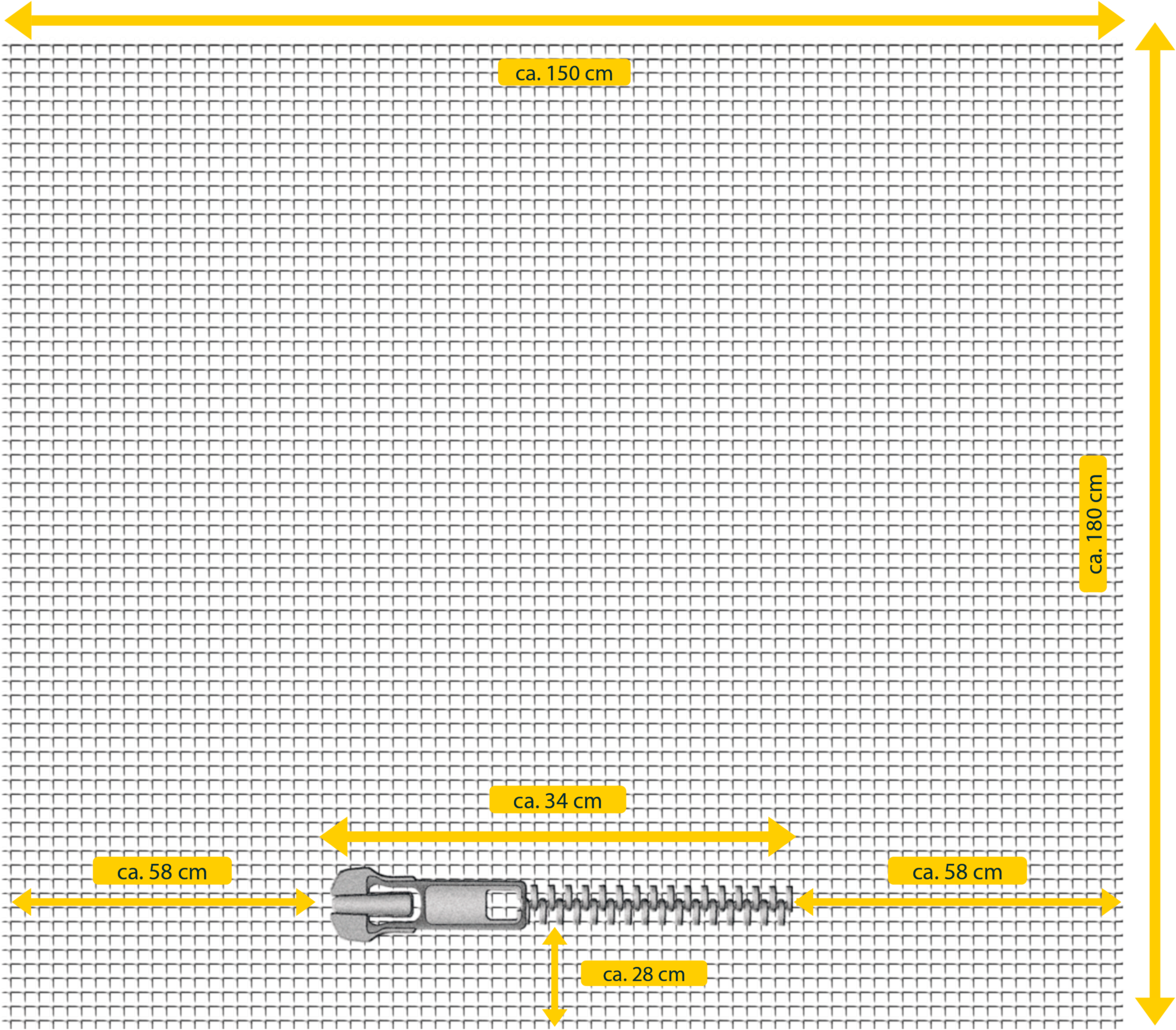 SCHELLENBERG Fliegengitter-Gewebe »für Dachfenster mit Reißverschluss«, Insektenschutz, ohne bohren, 150 x 180 cm, weiß