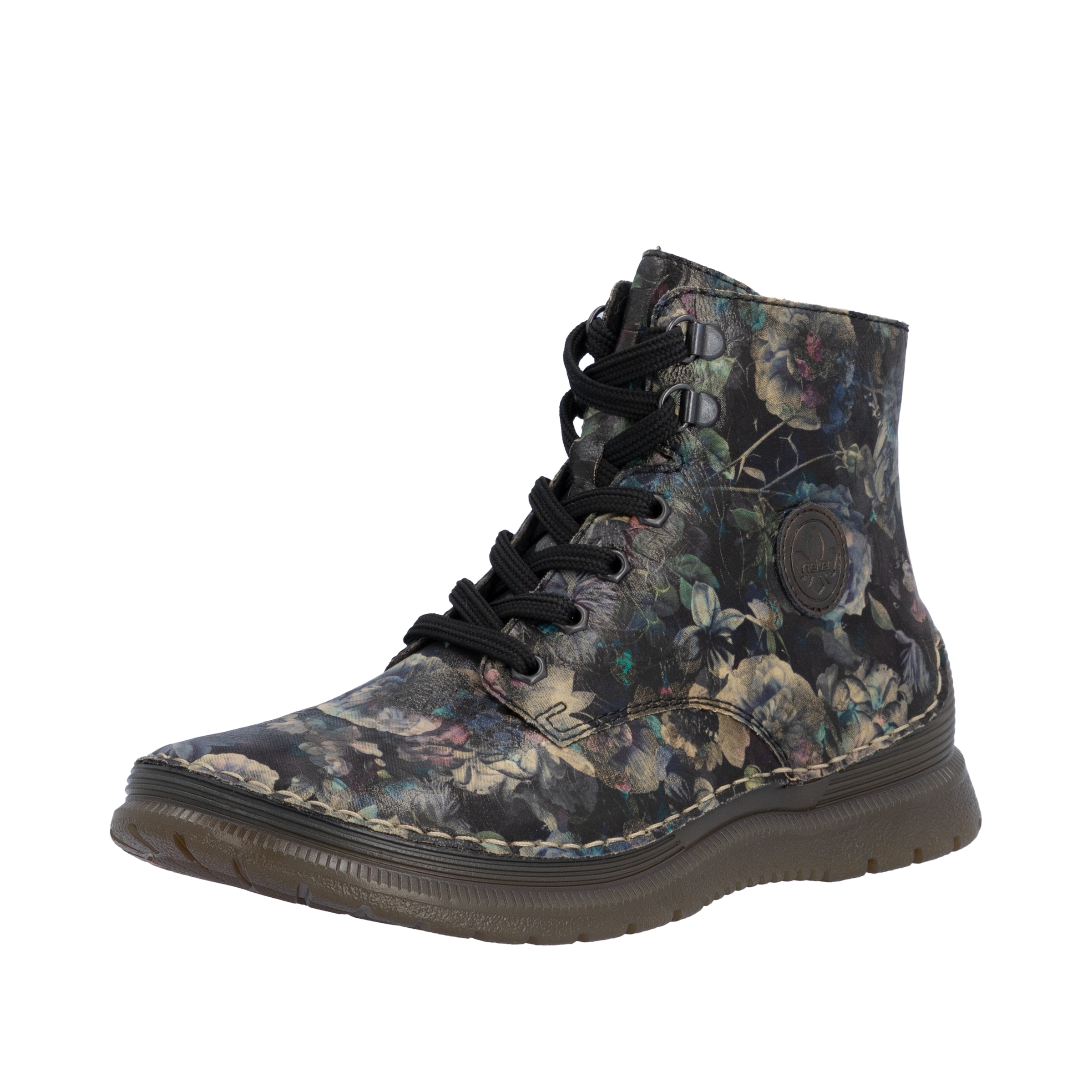 Rieker Schnürboots  Keilabsatz, Herbstboots mit modischen Kontrastnähten