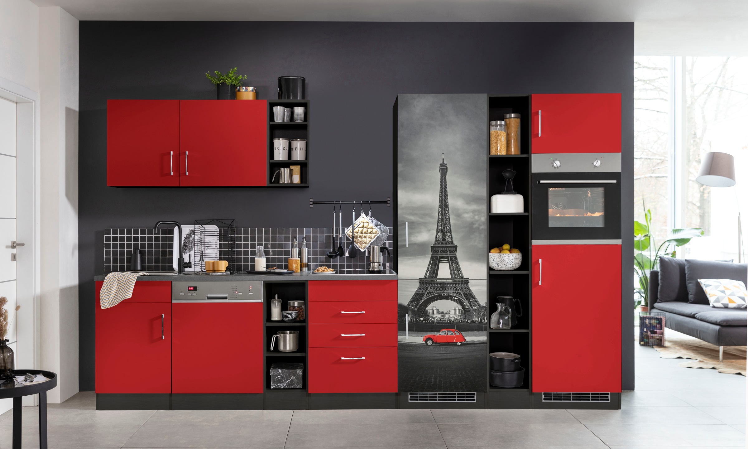 HELD MÖBEL Küchenzeile »Paris«, ohne E-Geräte, Breite 350 cm