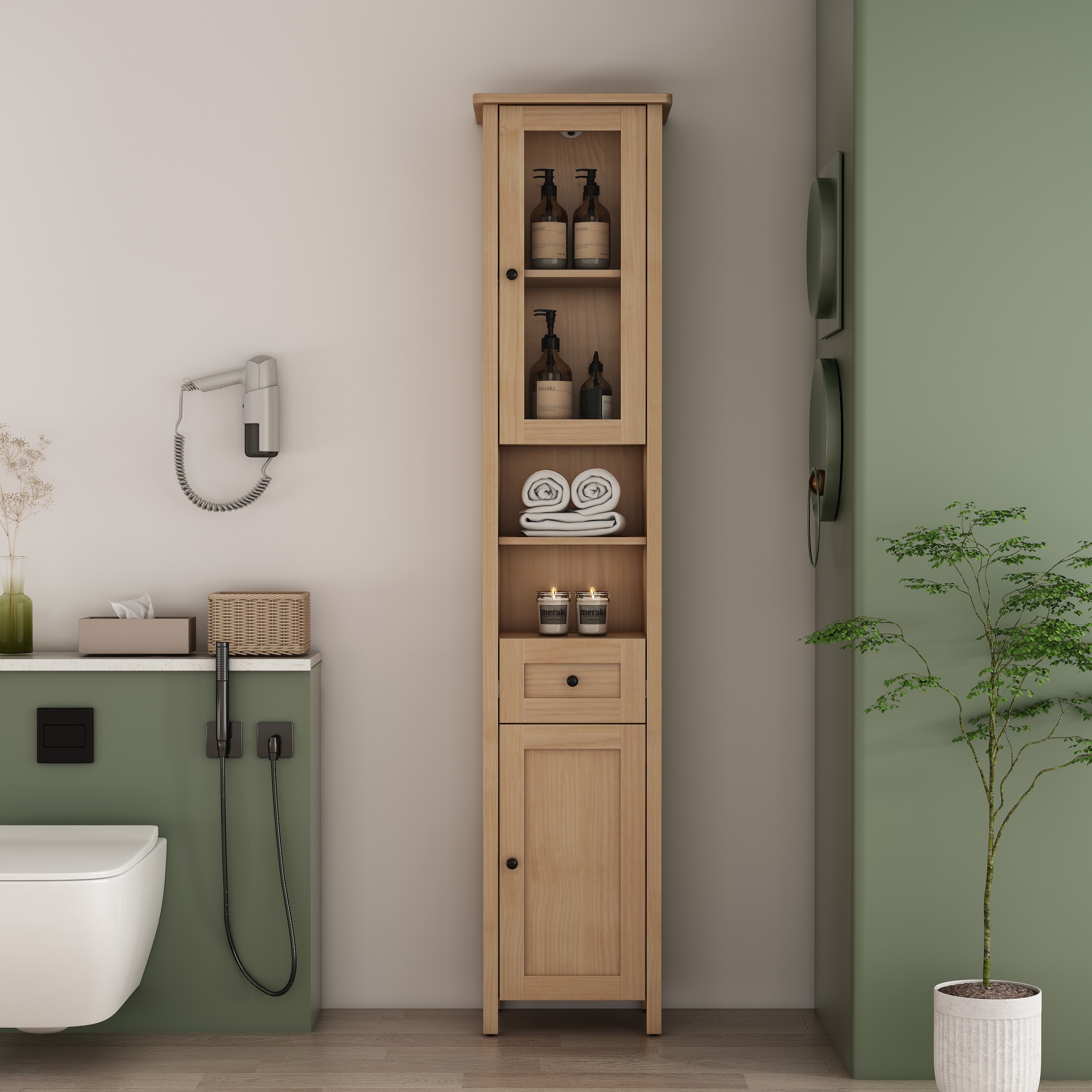 welltime Hochschrank »STOCKHOLM« Badschrank Breite 40cm mit Glastür