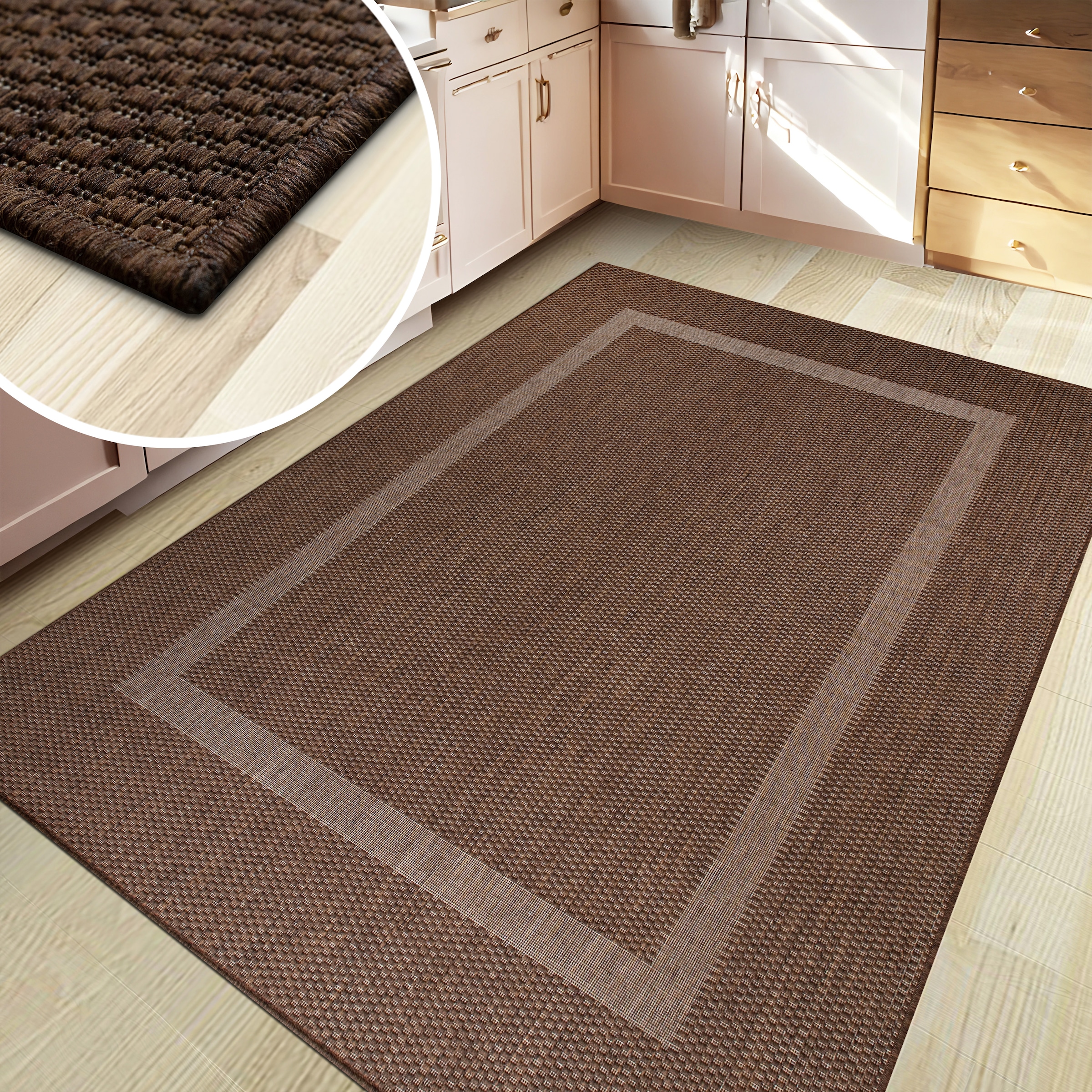 my home Teppich »Venedig Bordüre auch als Läufer erhältlich«, rechteckig, 3 mm Höhe, In- und Outdoor geeignet, Sisal-Optik, Wetterfest & UV-beständig