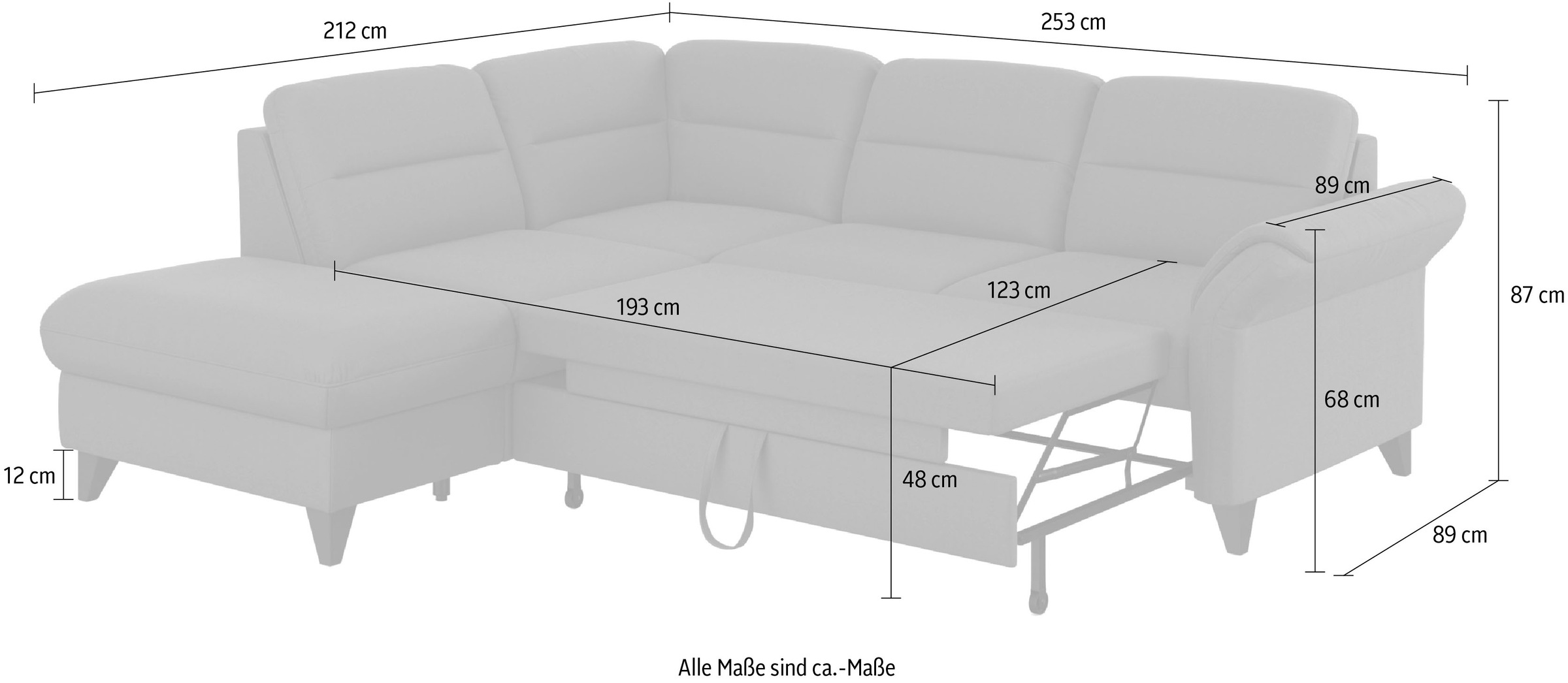 sit&more Ecksofa »Mellum L-Form«, Federkern, wahlweise mit Bettfunktion, Stauraum und Armteilfunktion