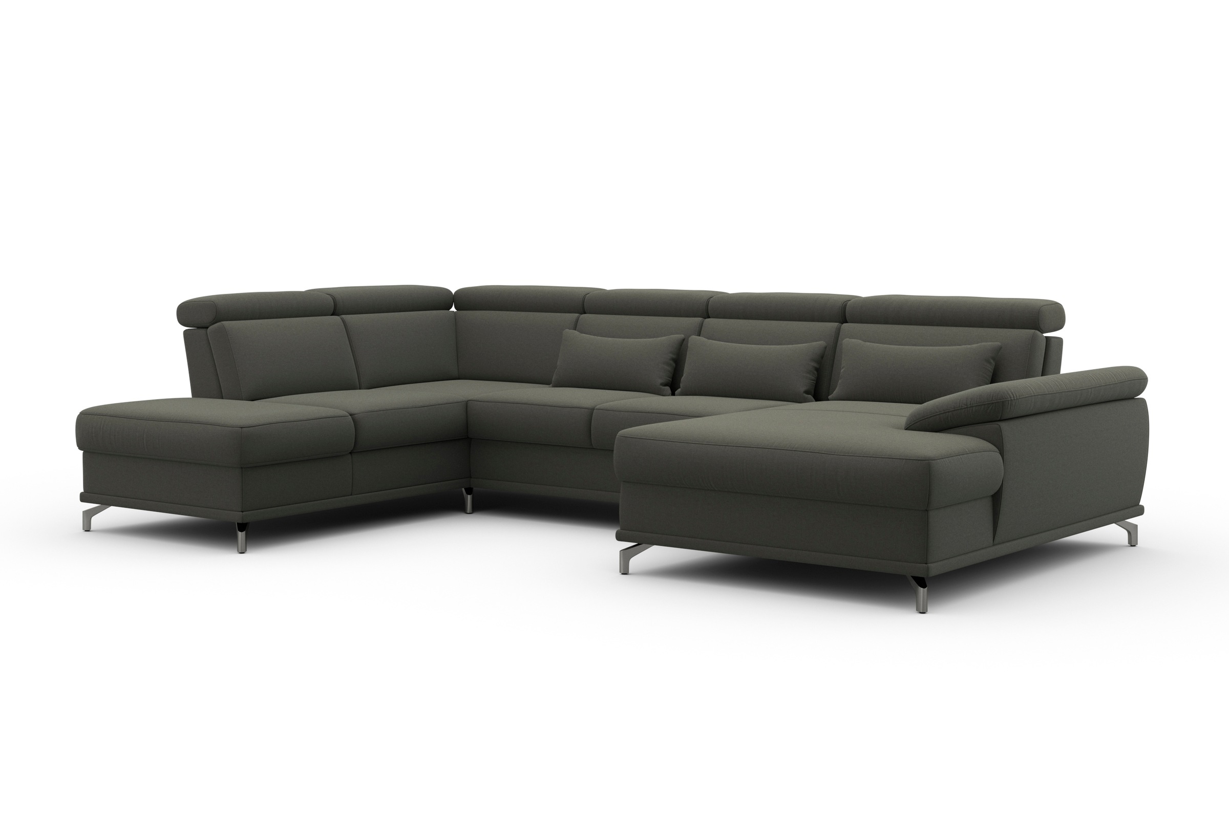sit&more Wohnlandschaft »Cabrio U-Form, mit Sitztiefenverstellung, Arm- und Kopfteilverstellung«, 3 Nierenkissen, Federkern, optional Bettfunktion und Stauraum