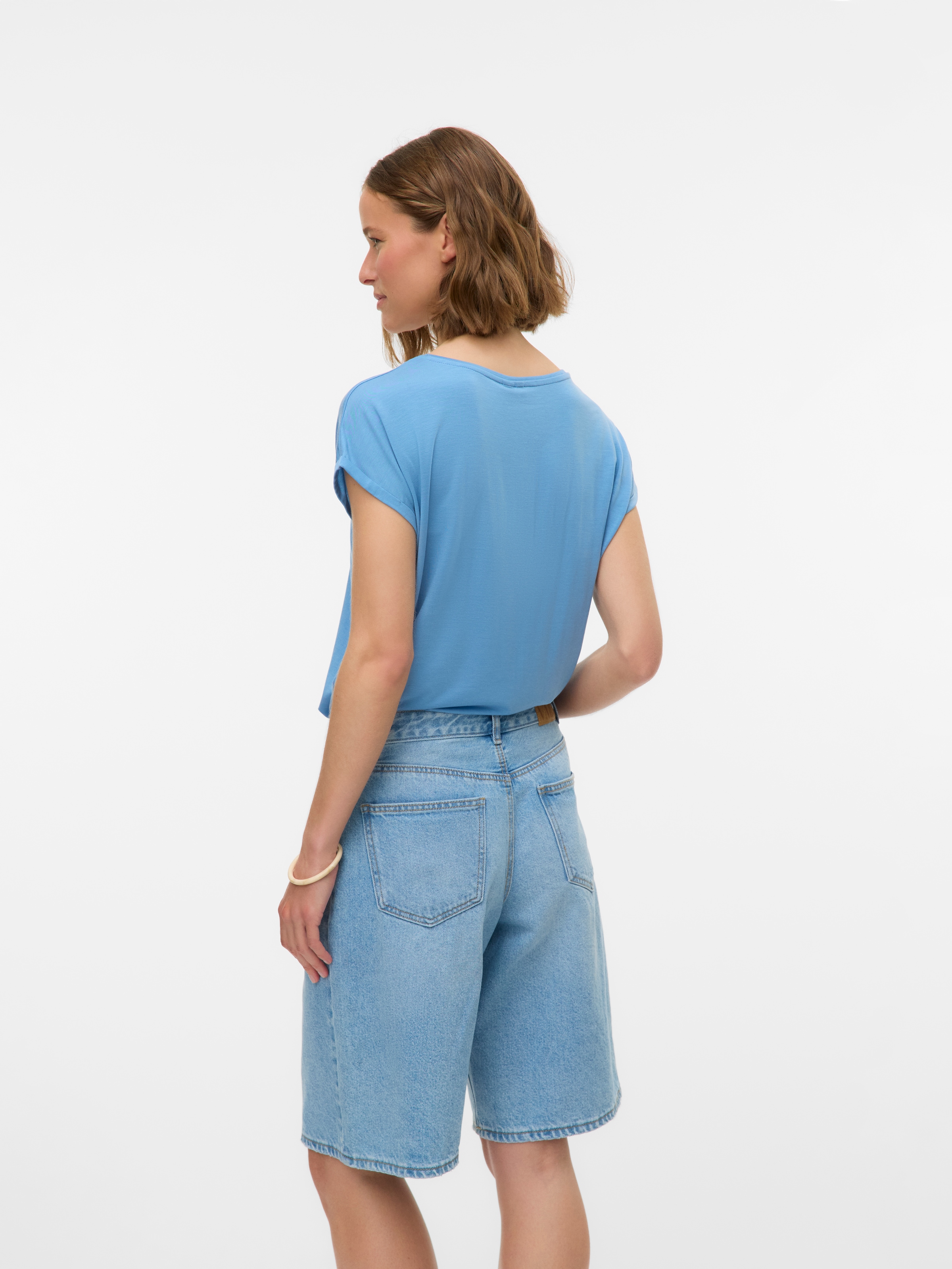 Vero Moda T-Shirt »VMAVA PLAIN SS TOP JRS NOOS« Materialmix, regular fit