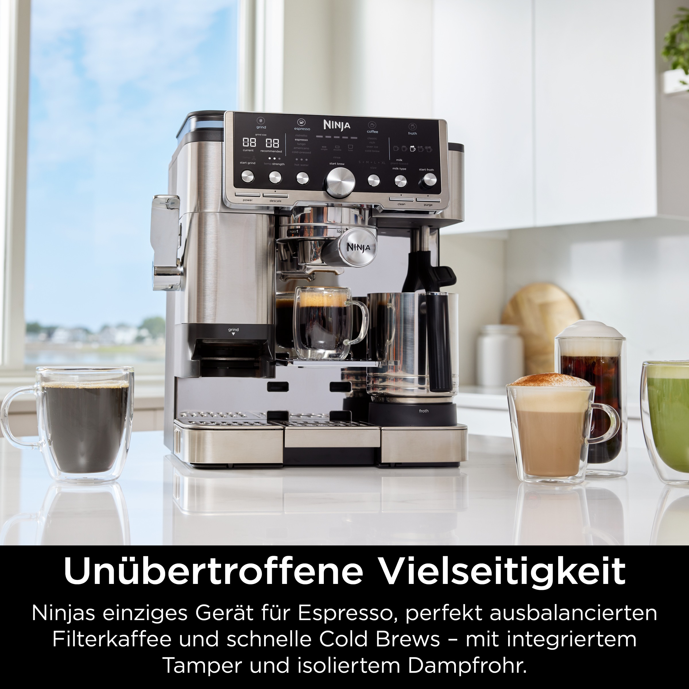 NINJA Espressomaschine »Ninja Luxe™ Café Pro Kaffeemaschine ES701EU«, 3-in-1-Kaffeemaschine für Espresso, Filterkaffee und Cold Brew