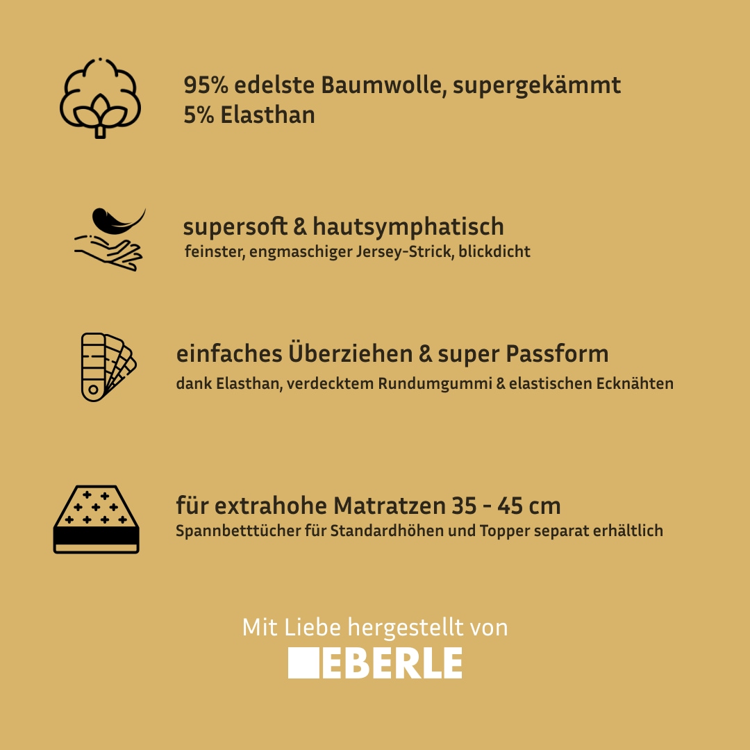 bellana Spannbettlaken »Jersey-Elasthan deLuxe« für Boxspringbetten und sehr hohe Matratzen