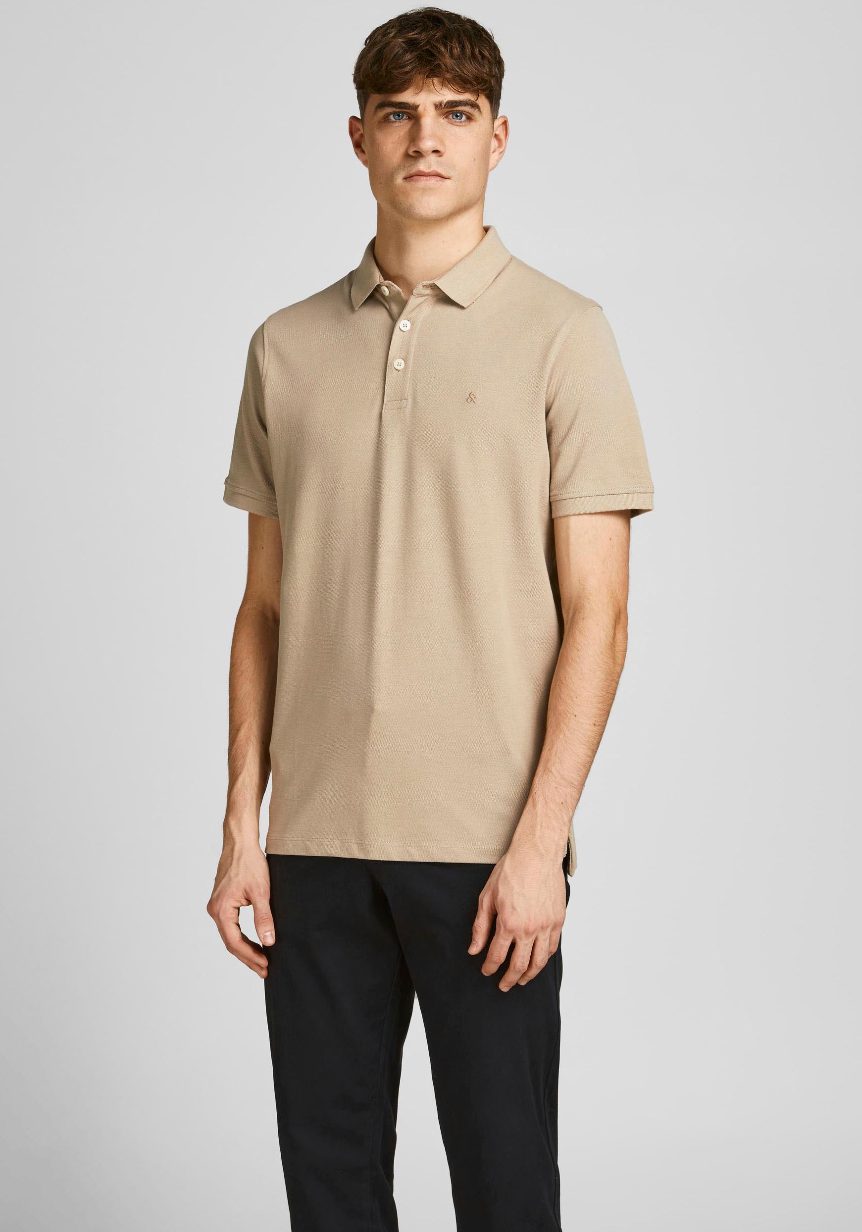 Jack & Jones Poloshirt »JJEPAULOS Poloshirt mit klassischem Kragen und figurbetonter Form«, Logostickerei, modisch, schmal, Baumwolle, Polokragen
