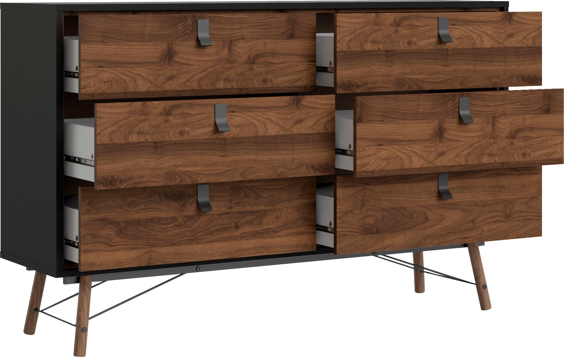 andas Kommode »Ry Aufbewahrung, Schubladenschrank, Stauraum,«, Sideboard mit 6 Schubladen, Breite 150 cm, Höhe 95 cm, Massivholzbeine