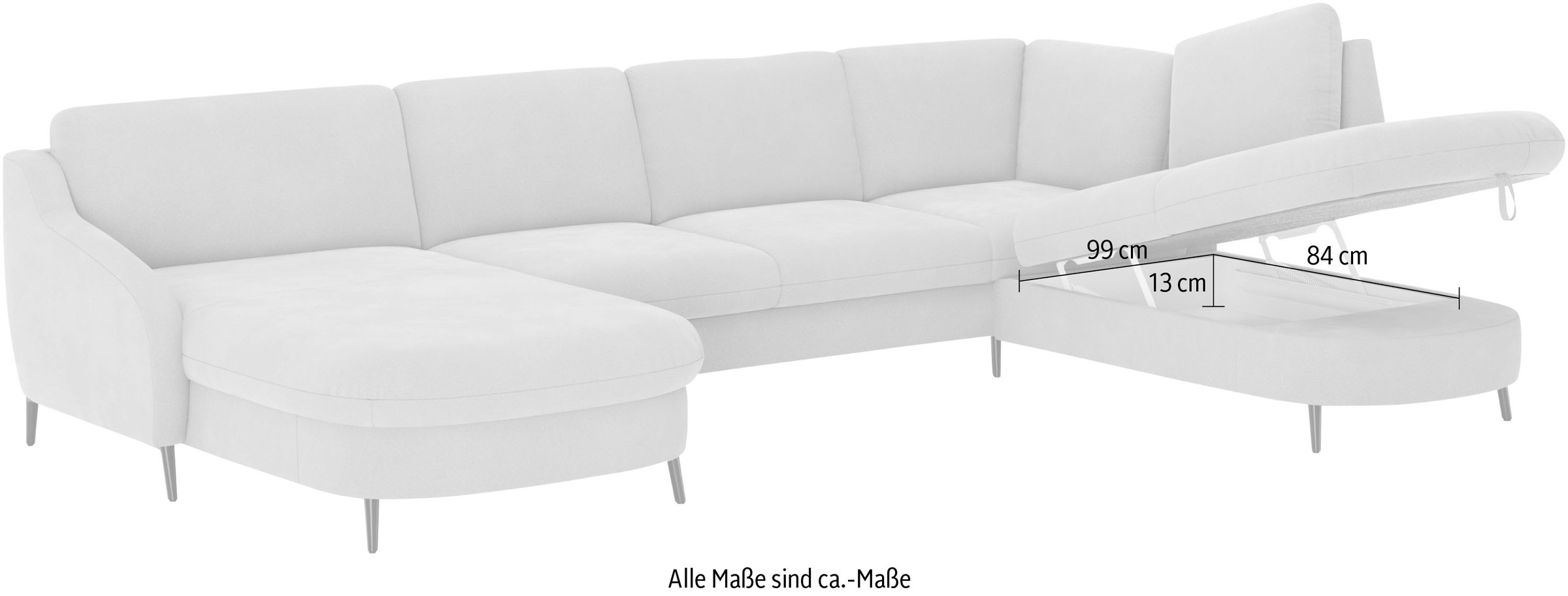 sit&more Wohnlandschaft »Soul U-Form«, wahlweise mit Bettfunktion und Bettkasten oder Schubkasten