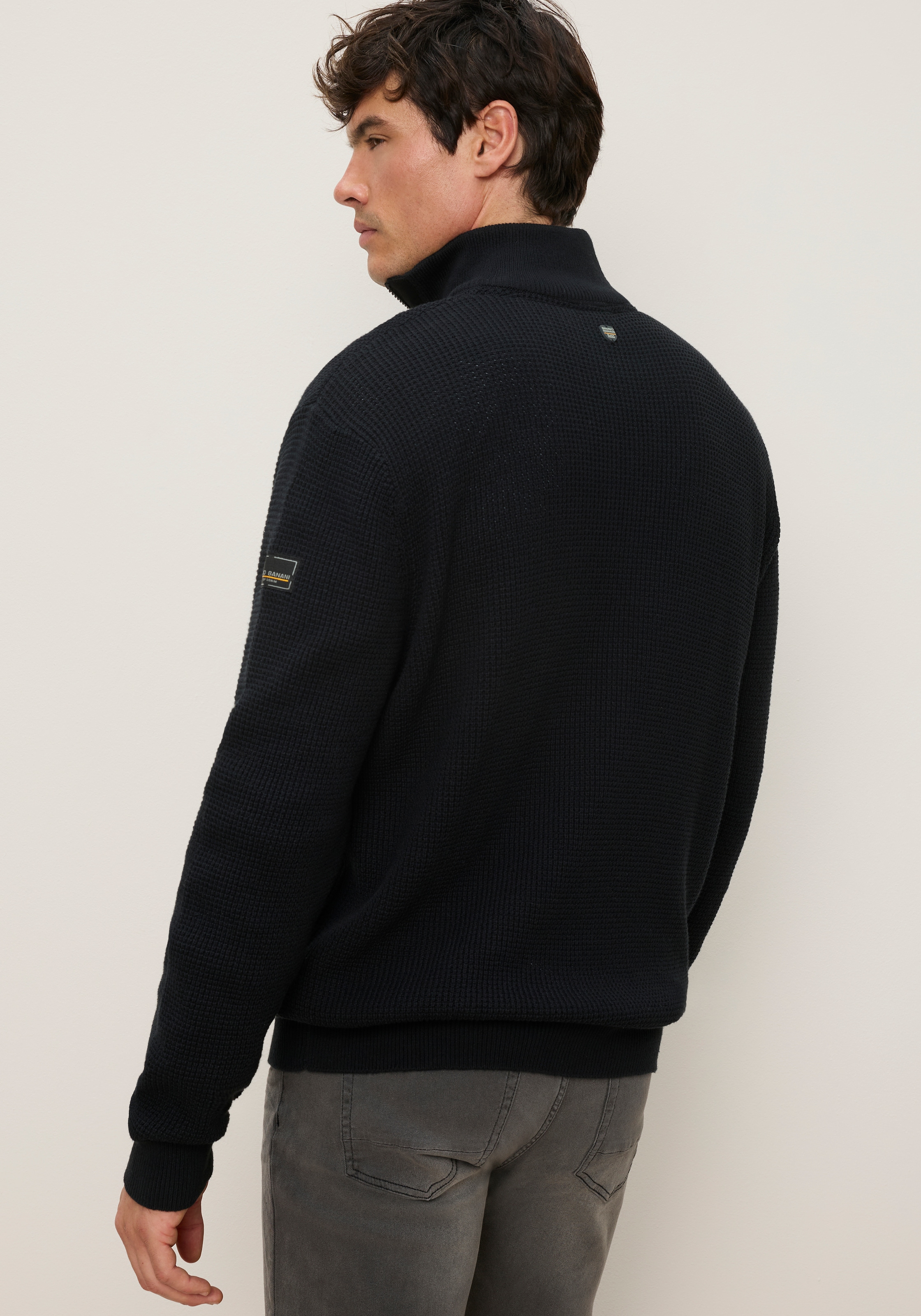 Bruno Banani Troyer mit Reißverschluss, Regular Fit, aus Baumwolle, unifarben, Langarm