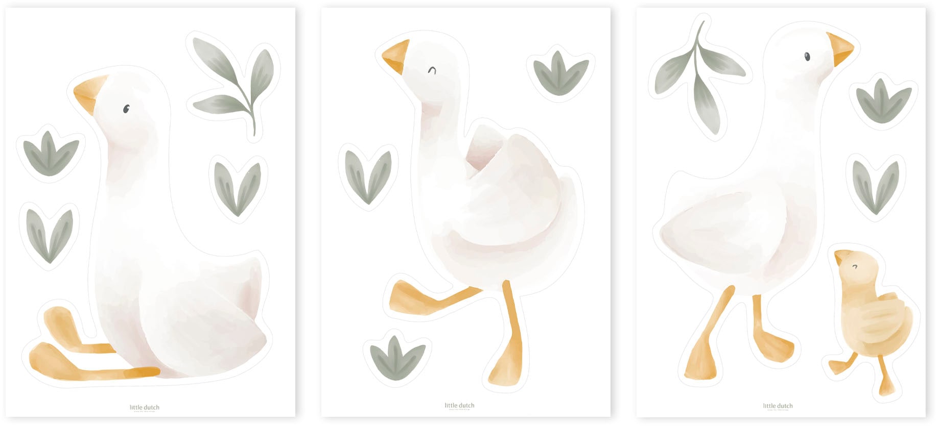 LITTLE DUTCH Wandtattoo »Wandsticker Set Little Goose A4 (3x St.)« 3x A4-Format