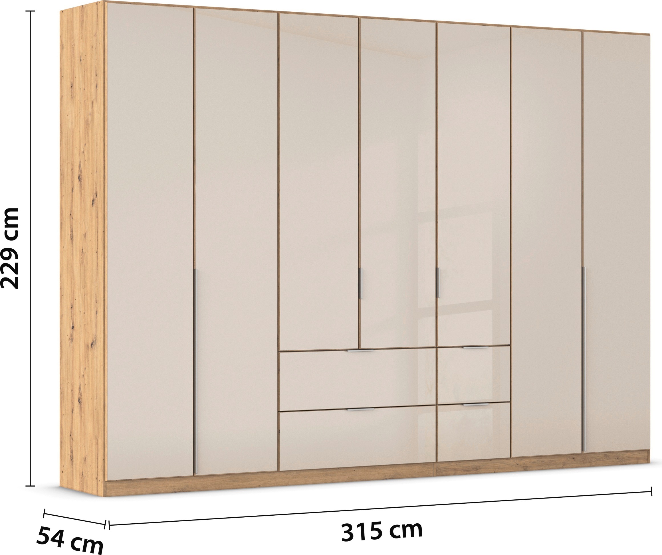 rauch Drehtürenschrank »Kleiderschrank Kleiderschränke Schrank Garderobe AGORDO mit Glasfront«, mit Außenschubkästen, in 6 Breiten und 2 Höhen MADE IN GERMANY