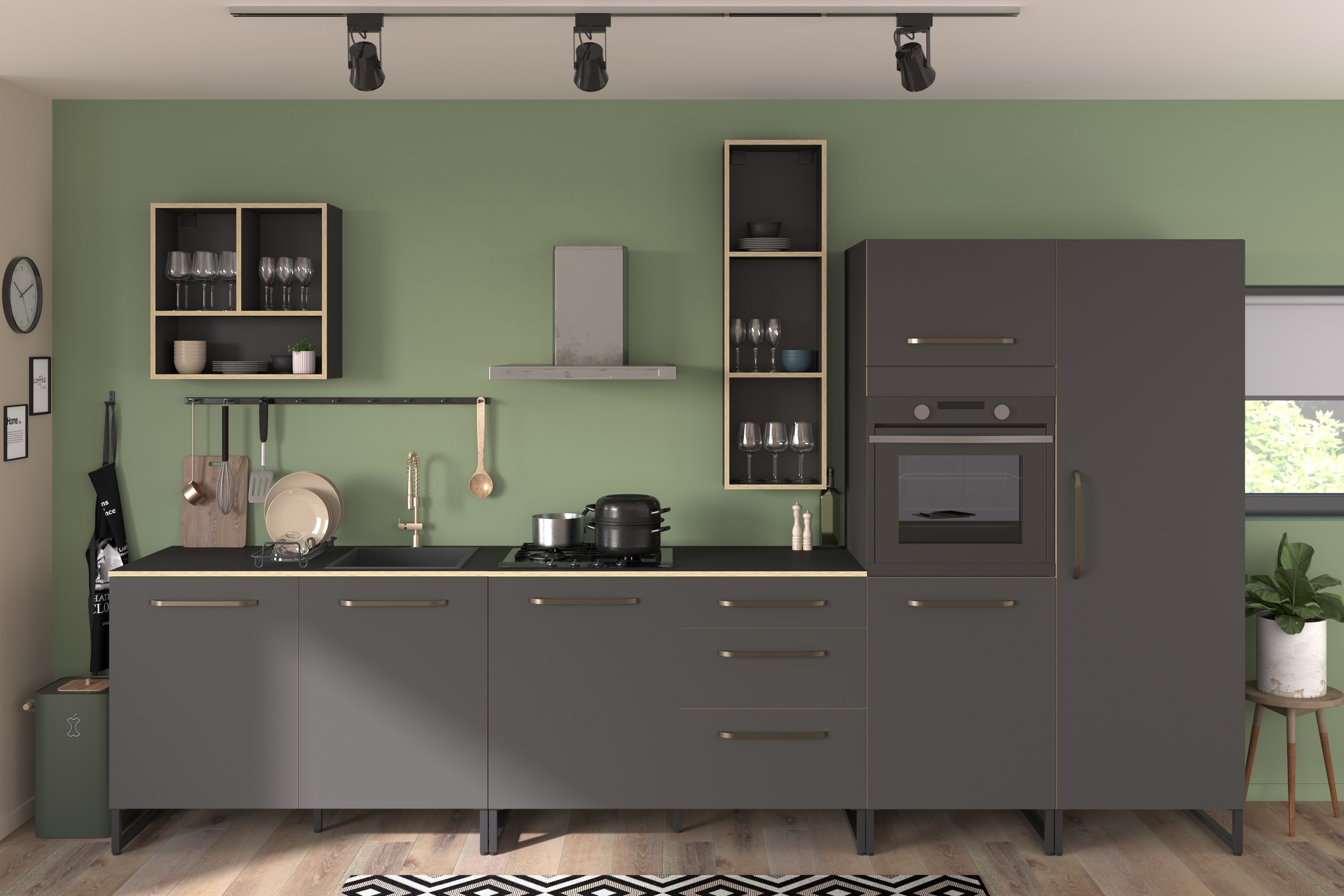 Parisot Küchenzeile »Parisot Wave 2, Breite 360 cm« Set, 6 Teilig, melaminb günstig online kaufen