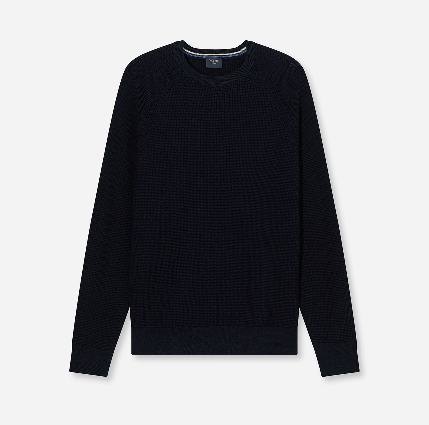 OLYMP Rundhalspullover »Waffle Structure«, Rundhals, casual, unifarben, regular fit