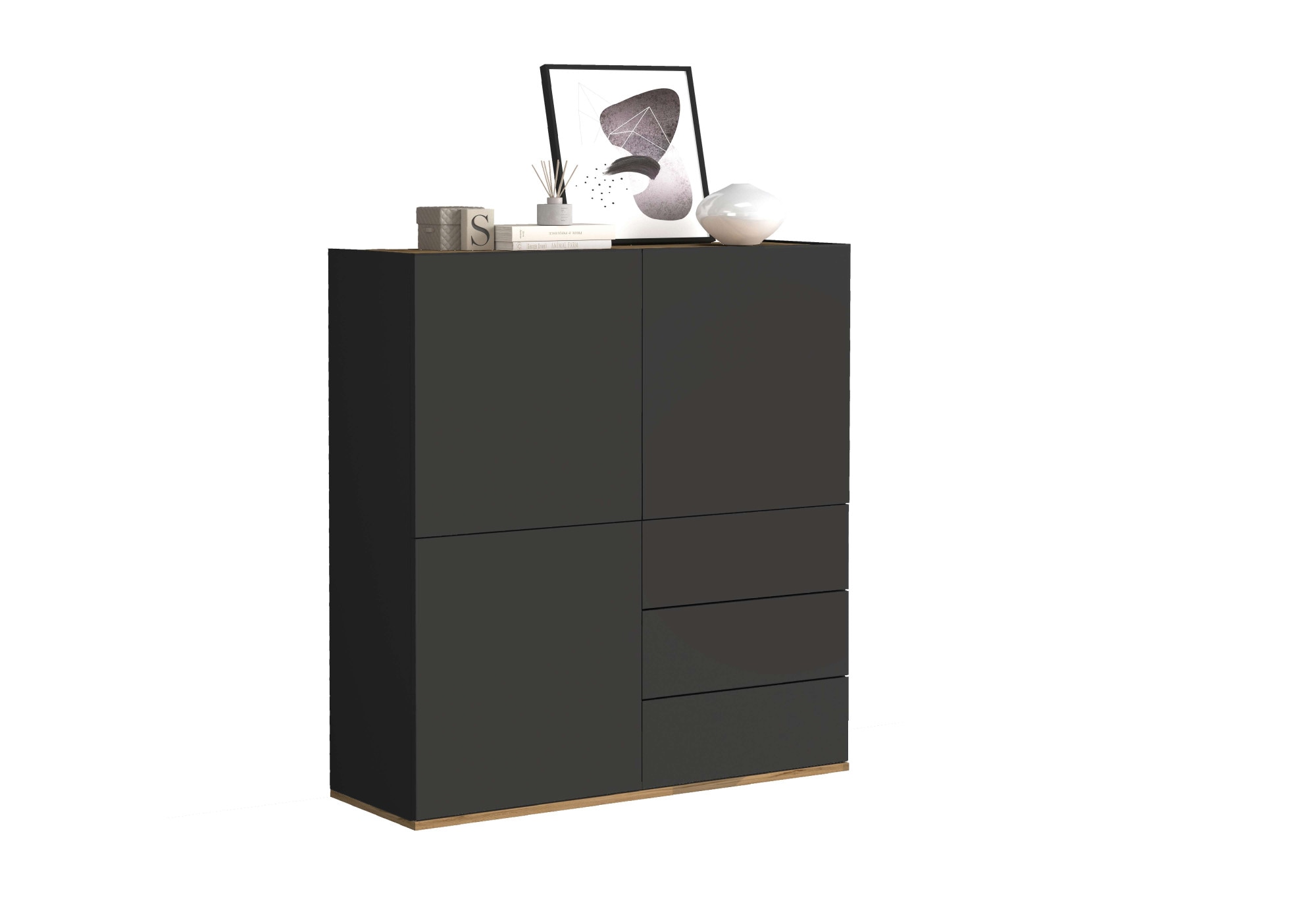 INOSIGN Highboard »GARDA Highboard, Kommode, Schrank, Grifflos mit Push to Open«, (1 St.), 3 Türen, 3 Schubladen, grifflos Breite 102 cm