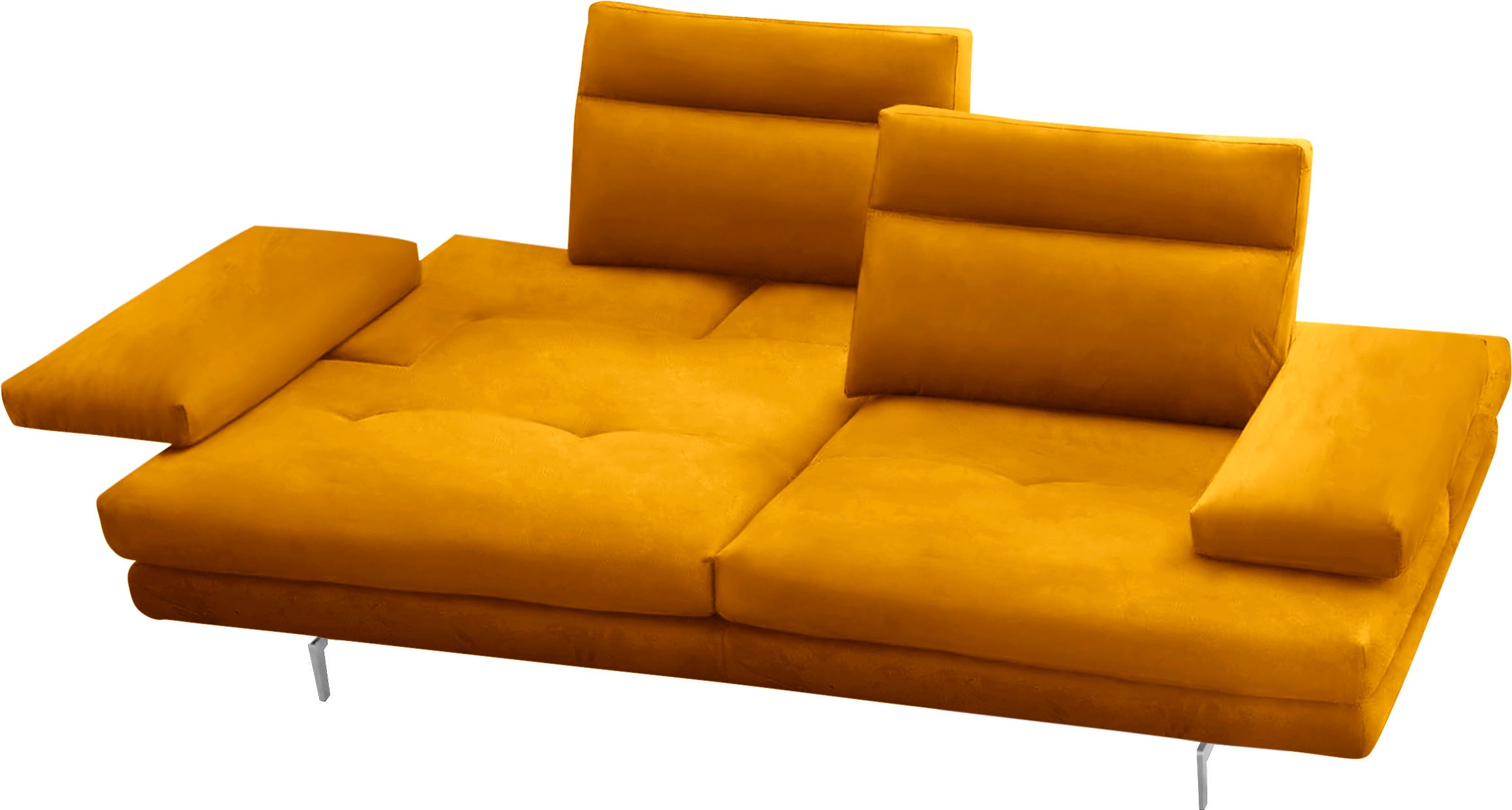 CALIA ITALIA 3-Sitzer »Toby Wing, Designsofa mit hohem Sitzkomfort, bequem und elegant«, inklusive Sitztiefenverstellung, Füße in Chrom glänzend