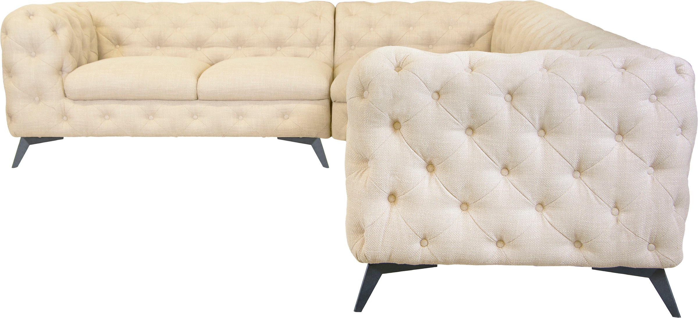 Leonique Chesterfield-Sofa »Ecksofa GLYNIS L-Form mit Wellenunterfederung, günstig online kaufen