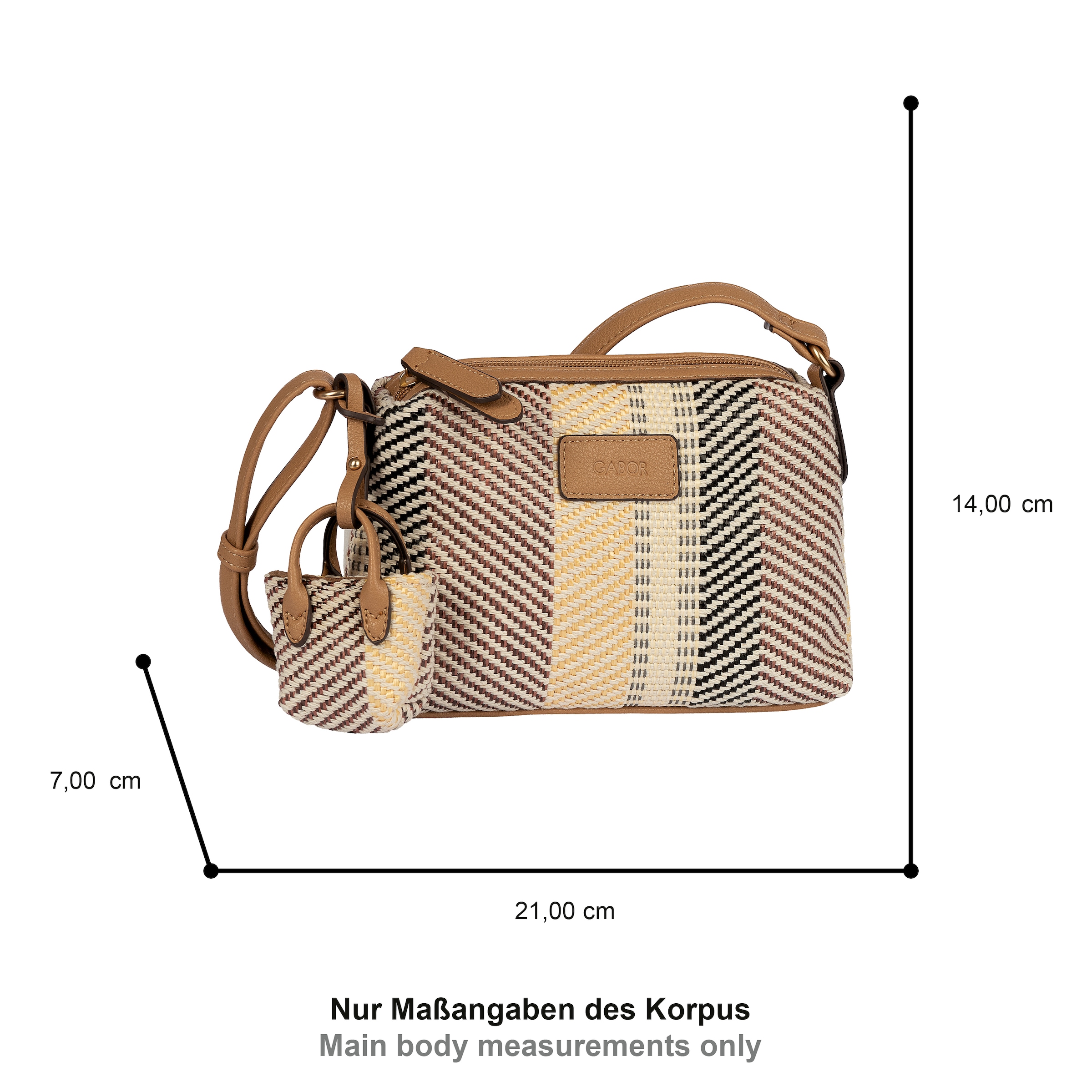 Gabor Handtasche »Granada Denada« sommerlich gestreiftem Bast & glattes Lederimitat mit Mini-Me Anhänger