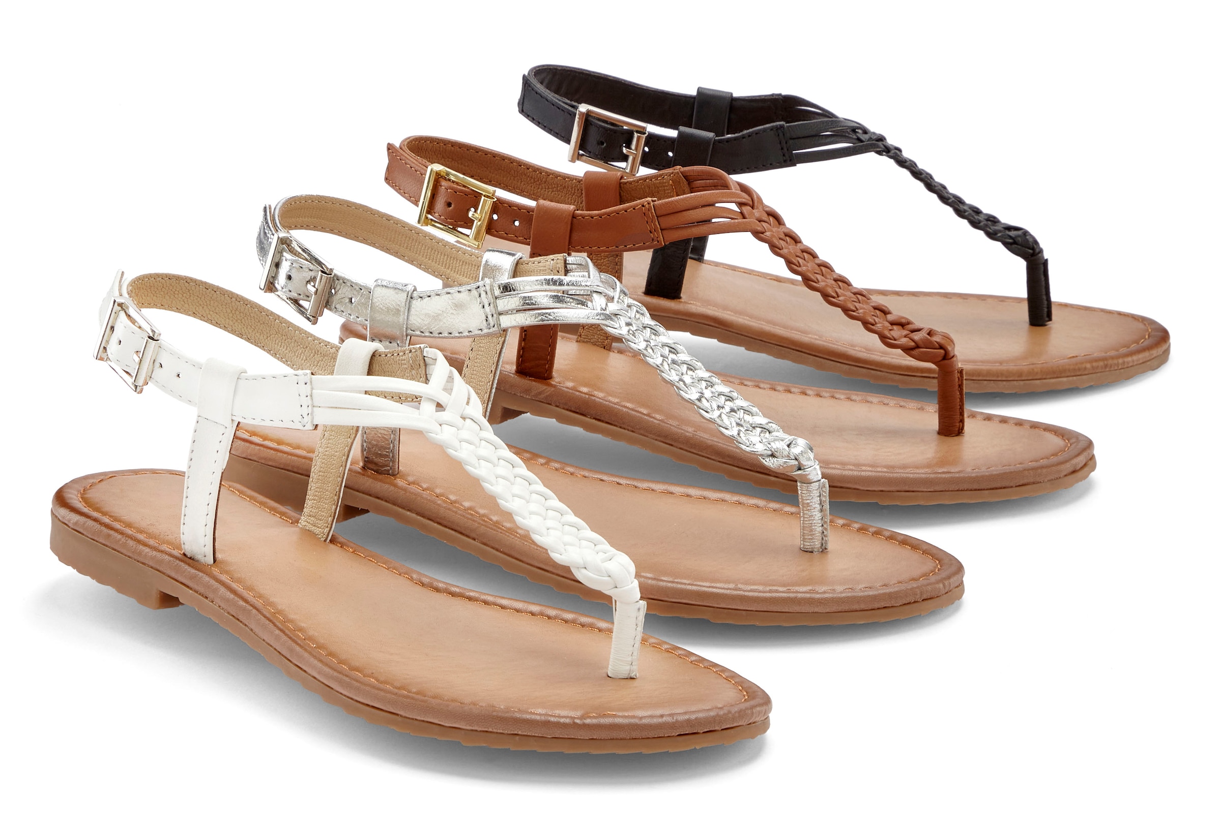 Vivance Zehentrenner, Sandalette, Sommerschuh,Sandale aus Leder mit Flecht-Optik