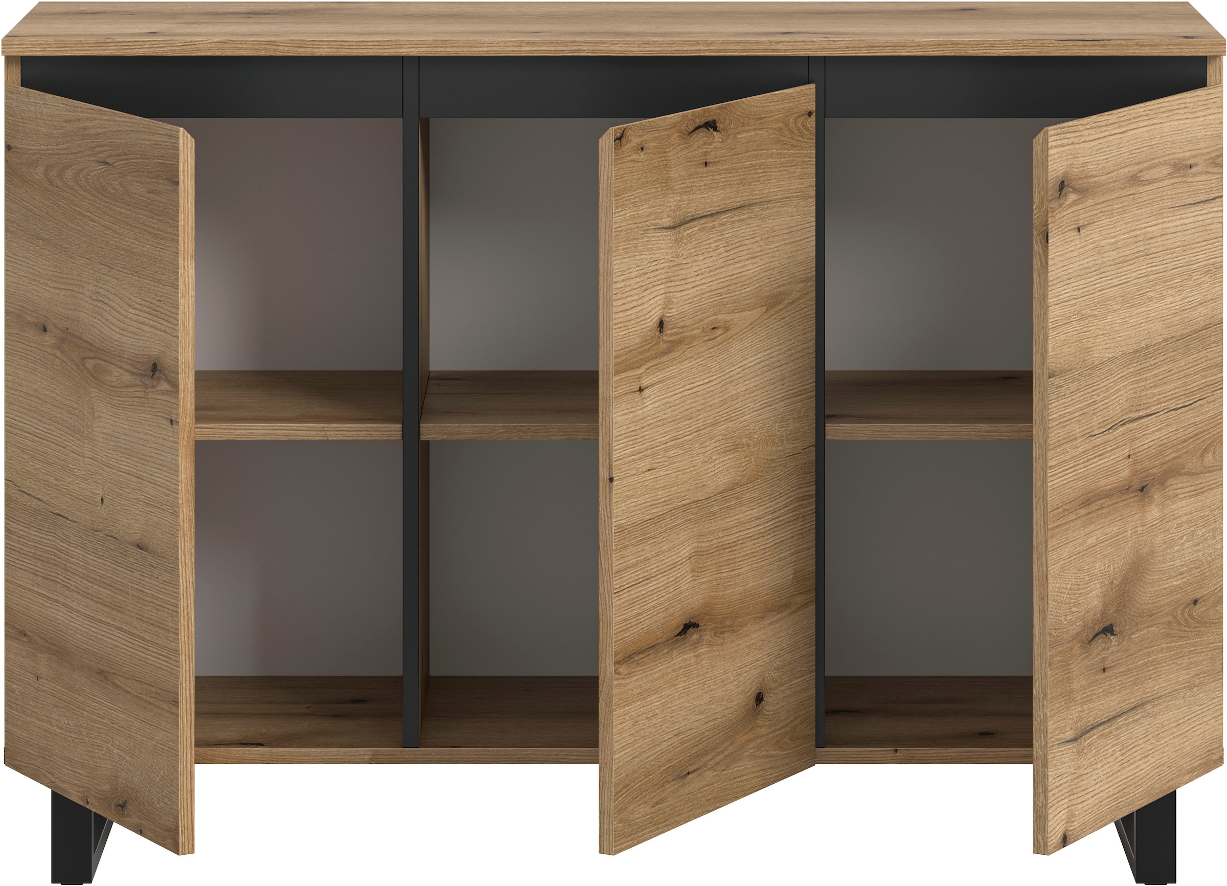 INOSIGN Sideboard »TOMA, Breite: 120 cm, mit Metall-Kufen-Fuß, 3 Türen, 3 Einlegeböden«, Anrichte, Kommode, Schrank, Board, Higboard
