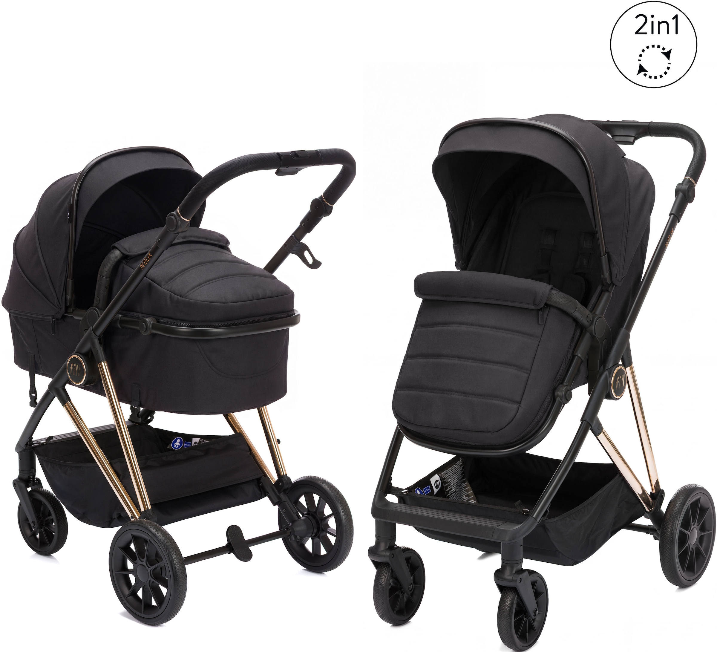 Fillikid Kombi-Kinderwagen »Fill Elix« Babywanne einfach zum Sportsitz umbaubar